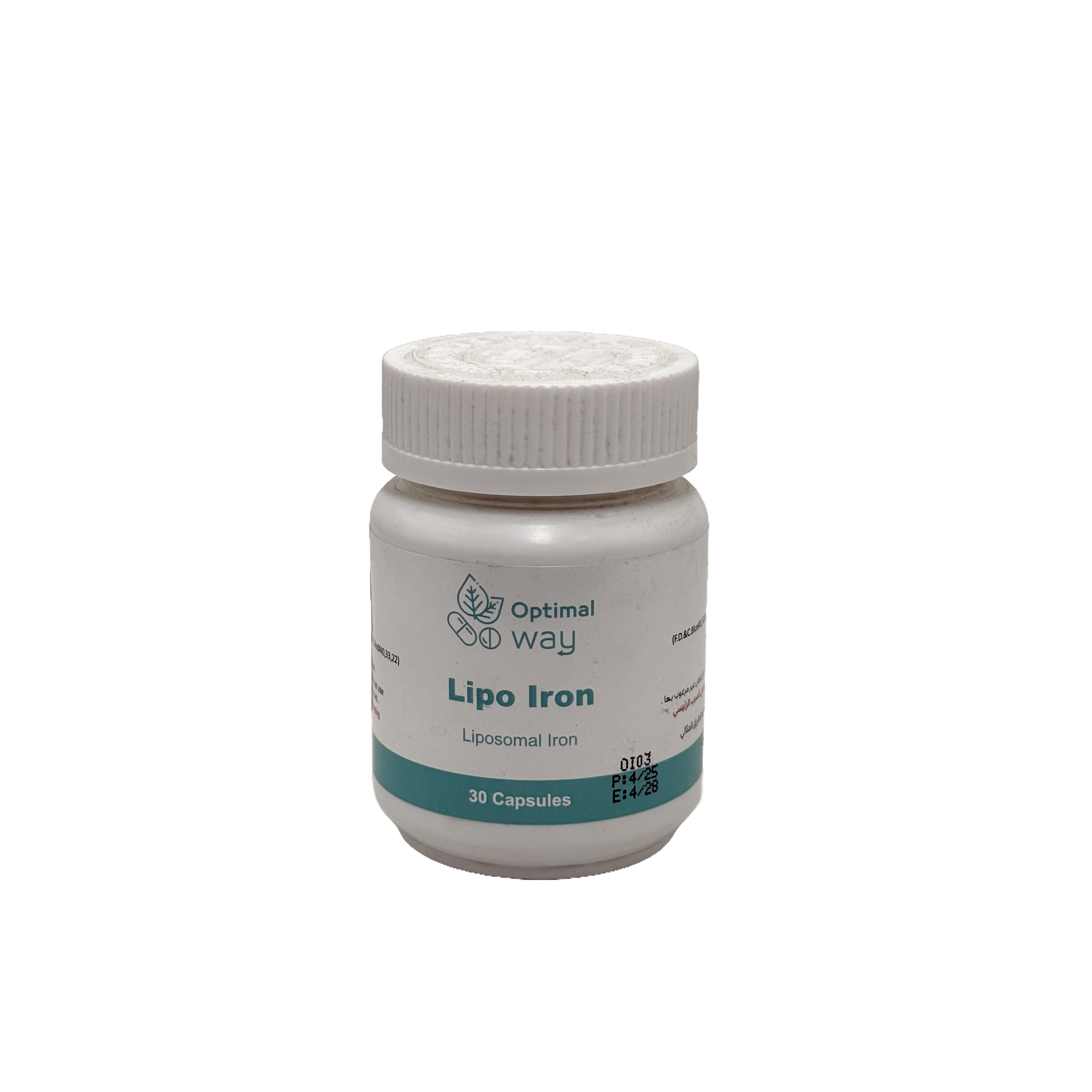 Optimal Way Lipo Iron 27mg 30 Capsules لايبو آيرون 27 ملغ 30 كبسولة