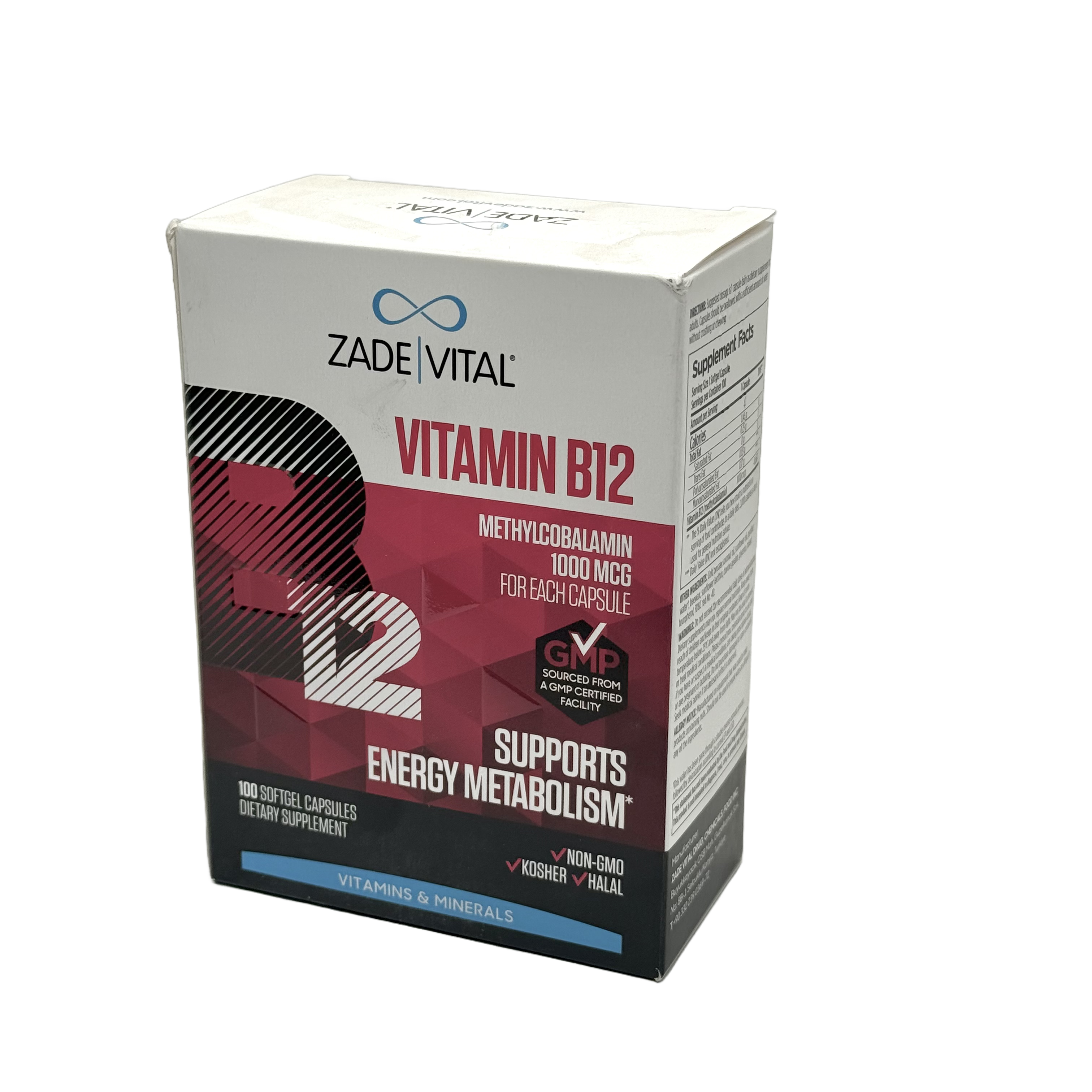 Zade Vital Vit B12 1000mcg 100 Cap - زايد فيتال فيتامين ب12 1000 مكغ 100 كبسولة