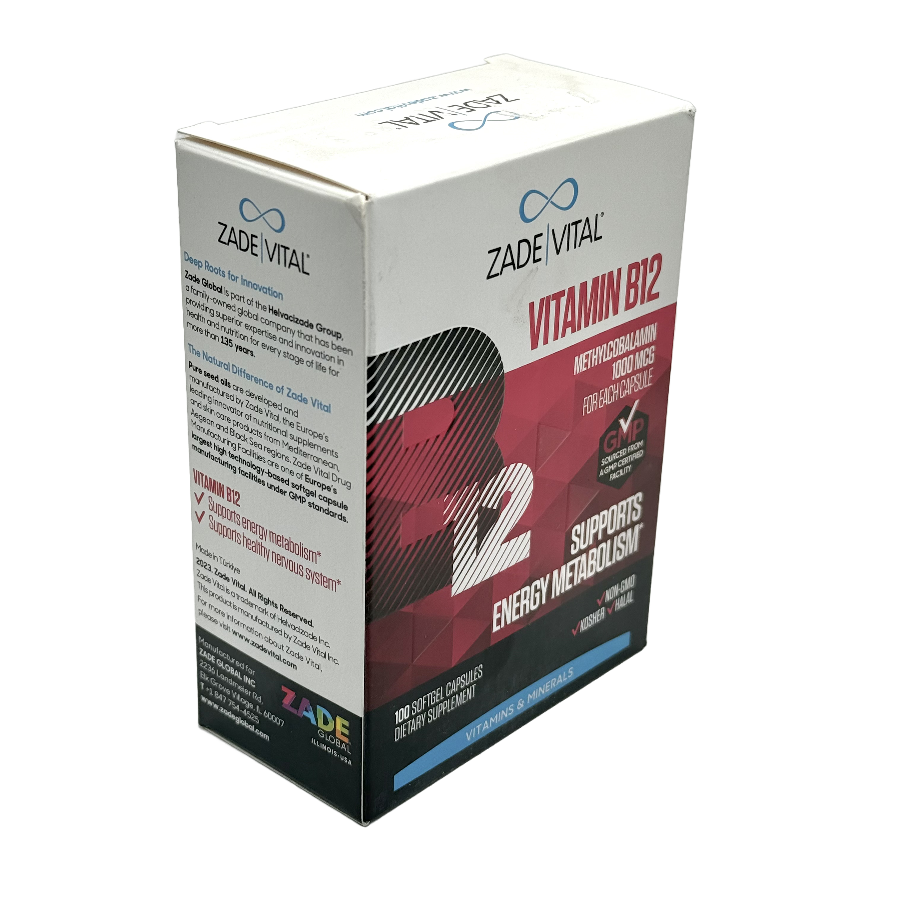 Zade Vital Vit B12 1000mcg 100 Cap - زايد فيتال فيتامين ب12 1000 مكغ 100 كبسولة