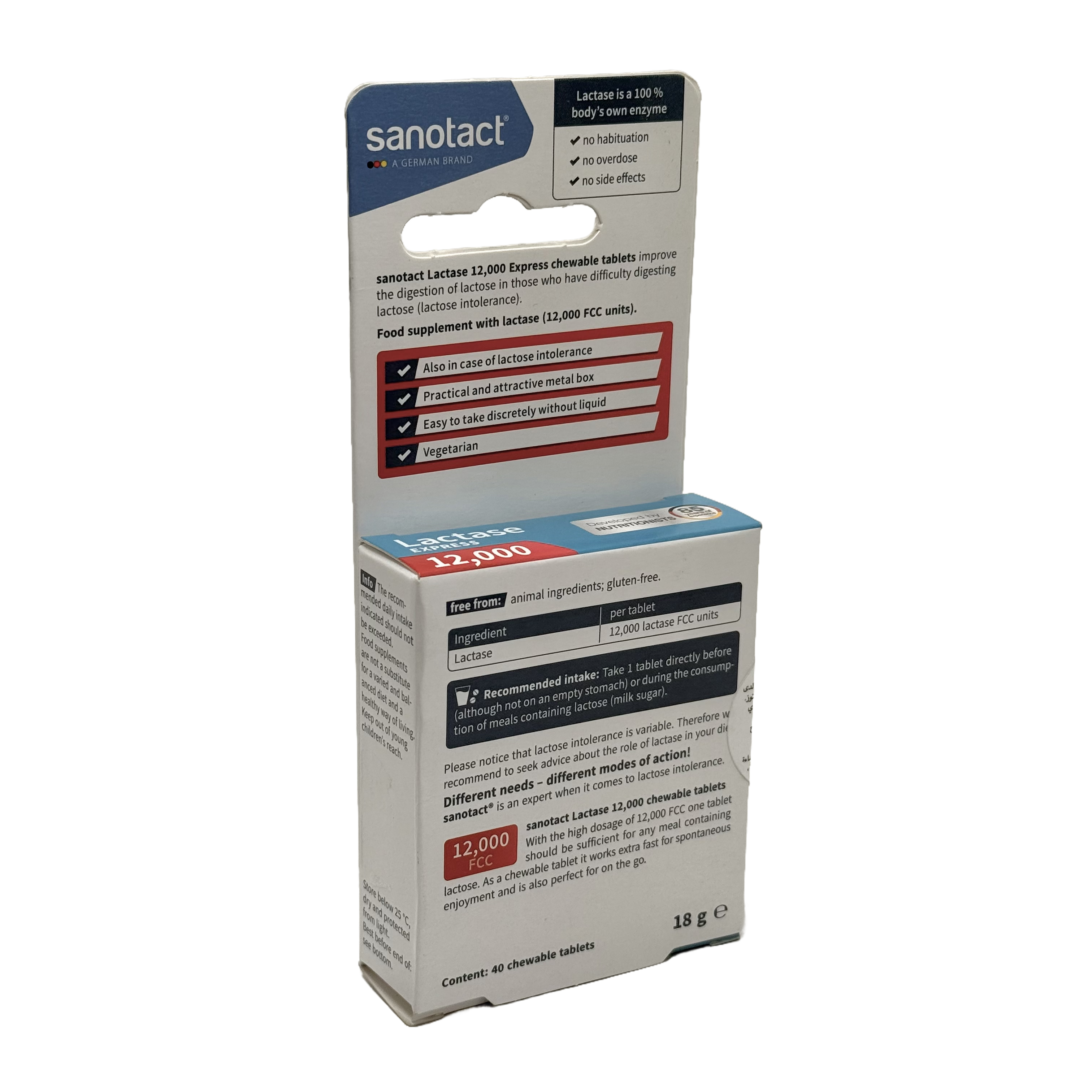 Sanotact Lactase Express 12000 Unit 40 Chewable Tablets - سانوتاكت لاكتاز إكسبريس 12000 وحدة 40 قرص للمضغ