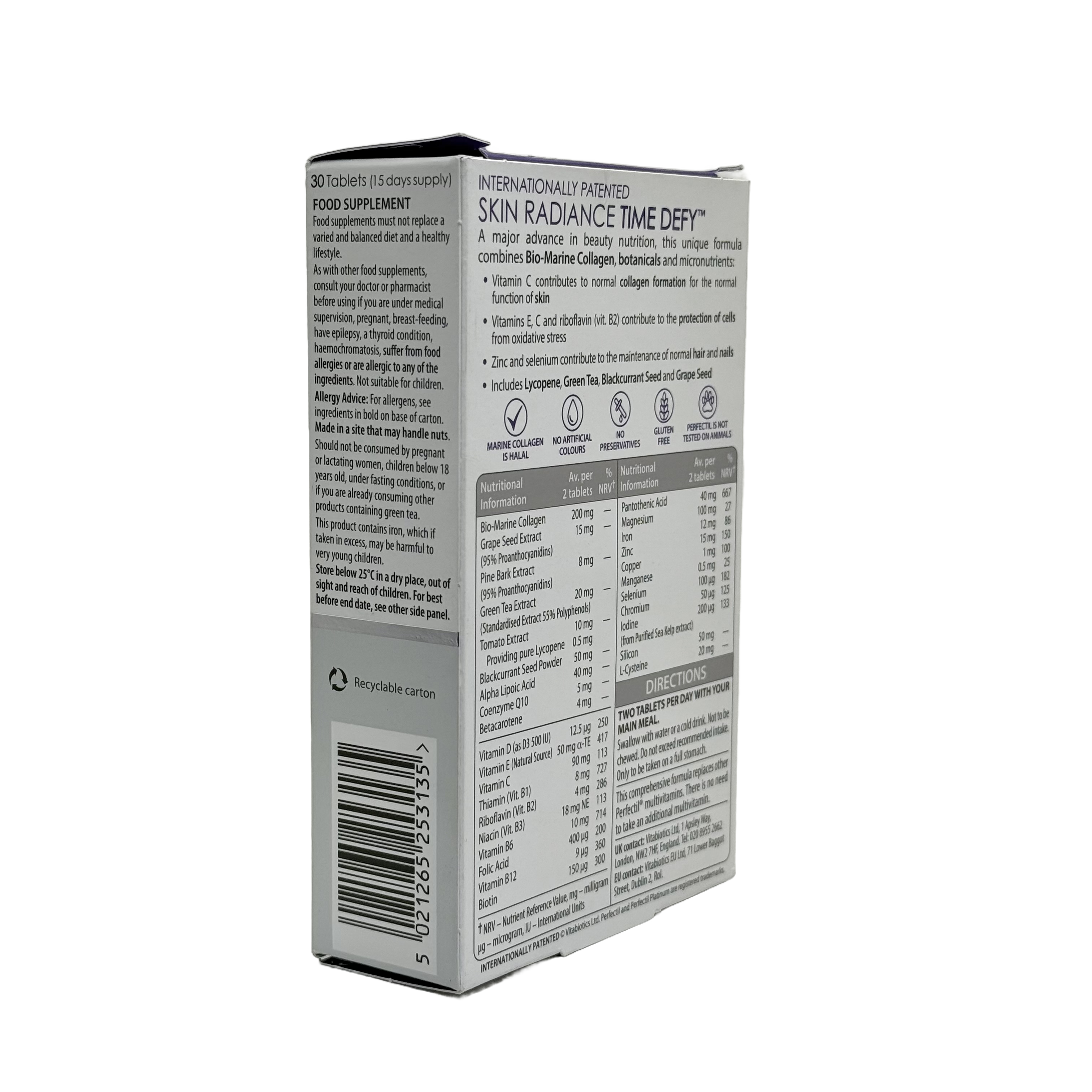 Vitabiotics Perfectil Platinum Radiance 30 Tablets - فيتابيوتكس بيرفكتيل بلاتينيوم راديانس 30 قرص