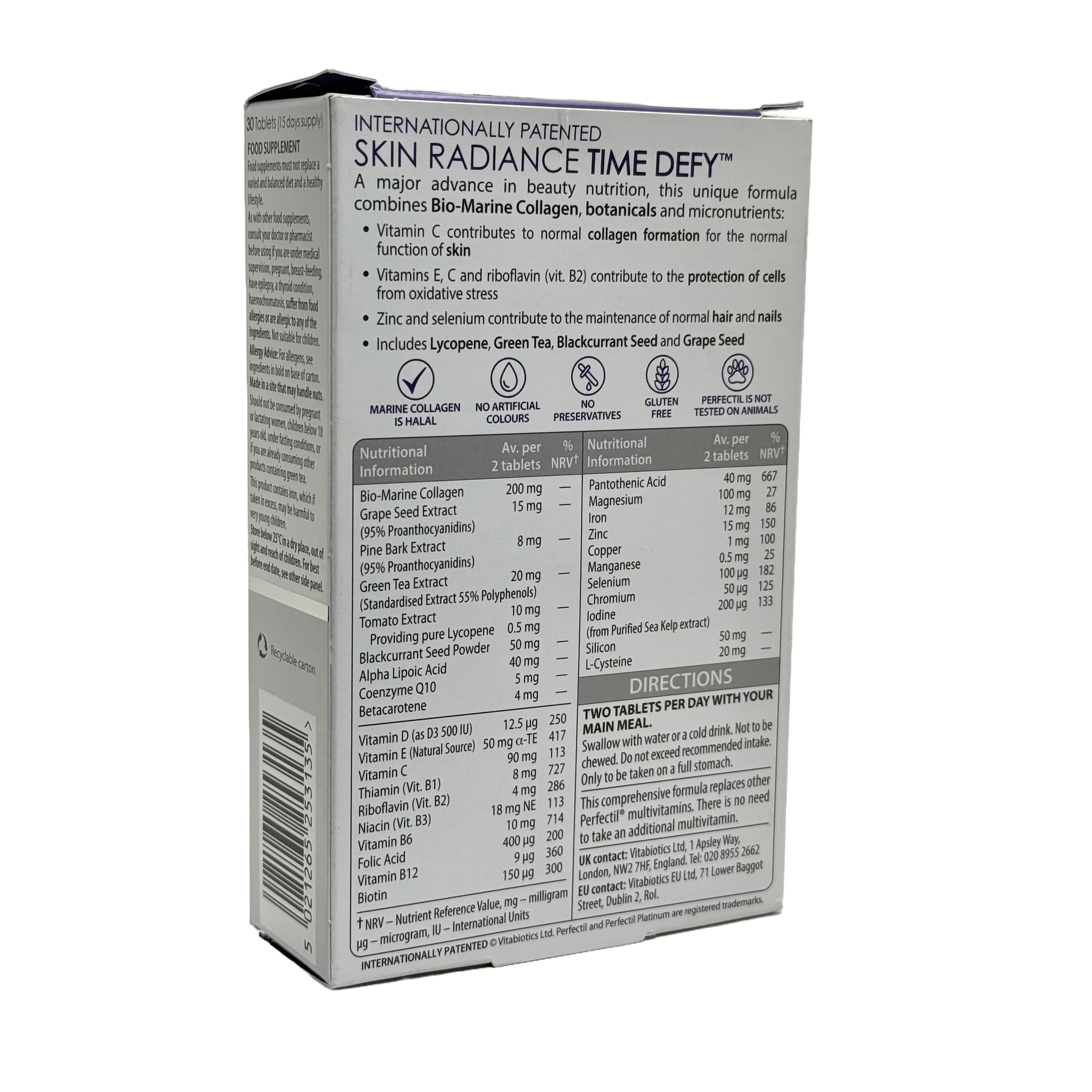 Vitabiotics Perfectil Platinum Radiance 30 Tablets - فيتابيوتكس بيرفكتيل بلاتينيوم راديانس 30 قرص