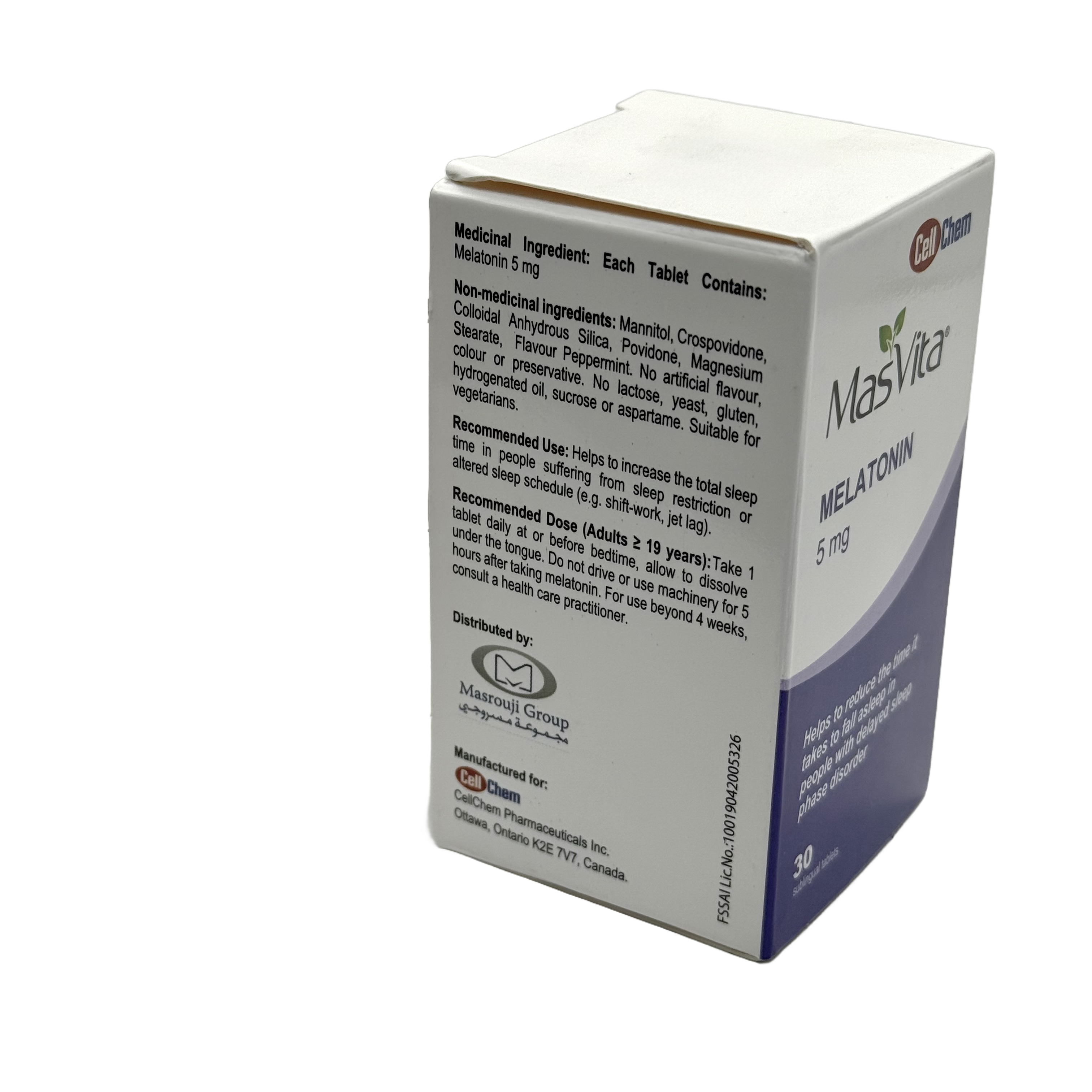 Masvita Melatonin 5mg - ماسفيتا ميلاتونين 5 ملغ