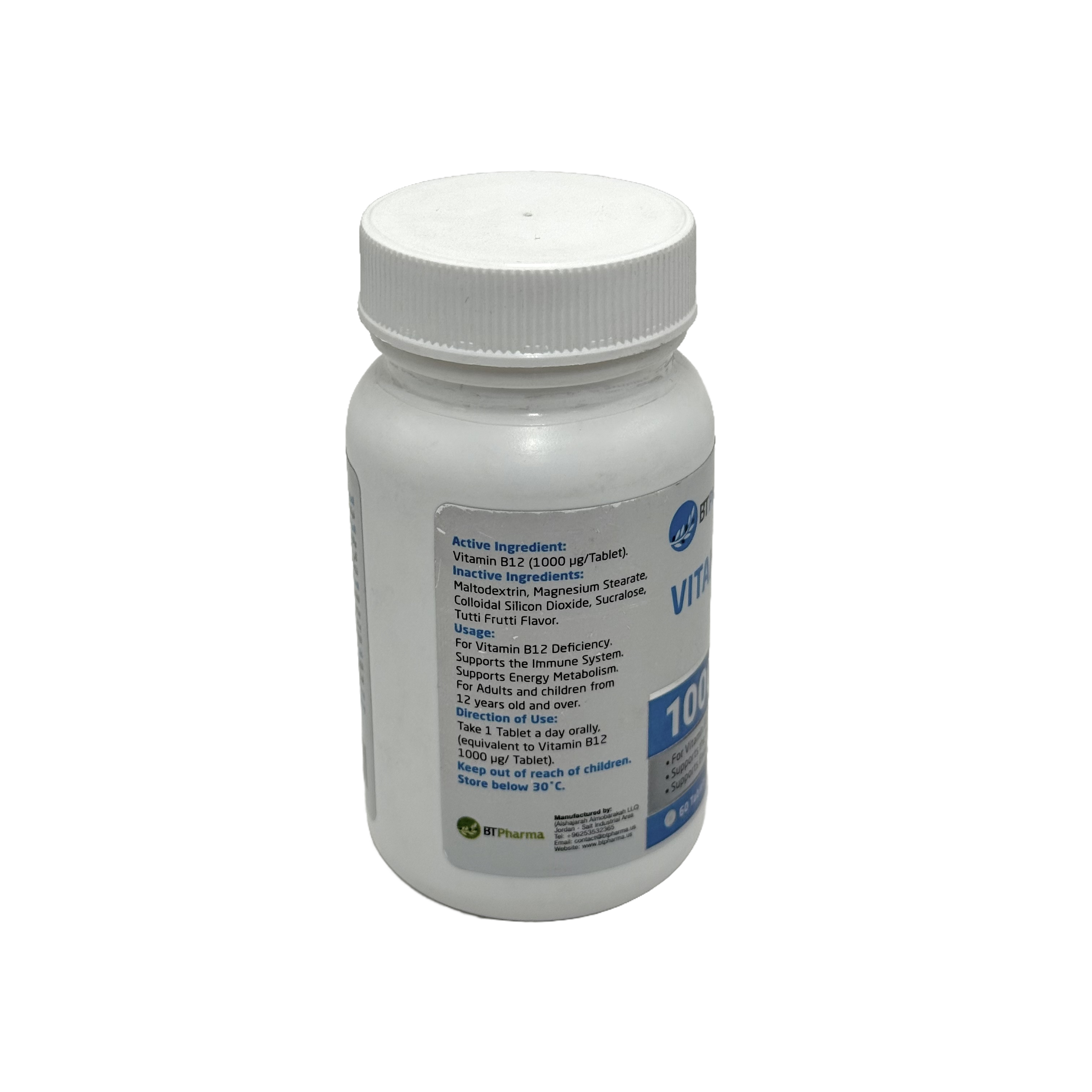 BT Pharma Vitamin B12 1000 Mcg 60 Tablet - بي تي فارما فيتامين ب12 1000 ميكروغرام 60 قرص