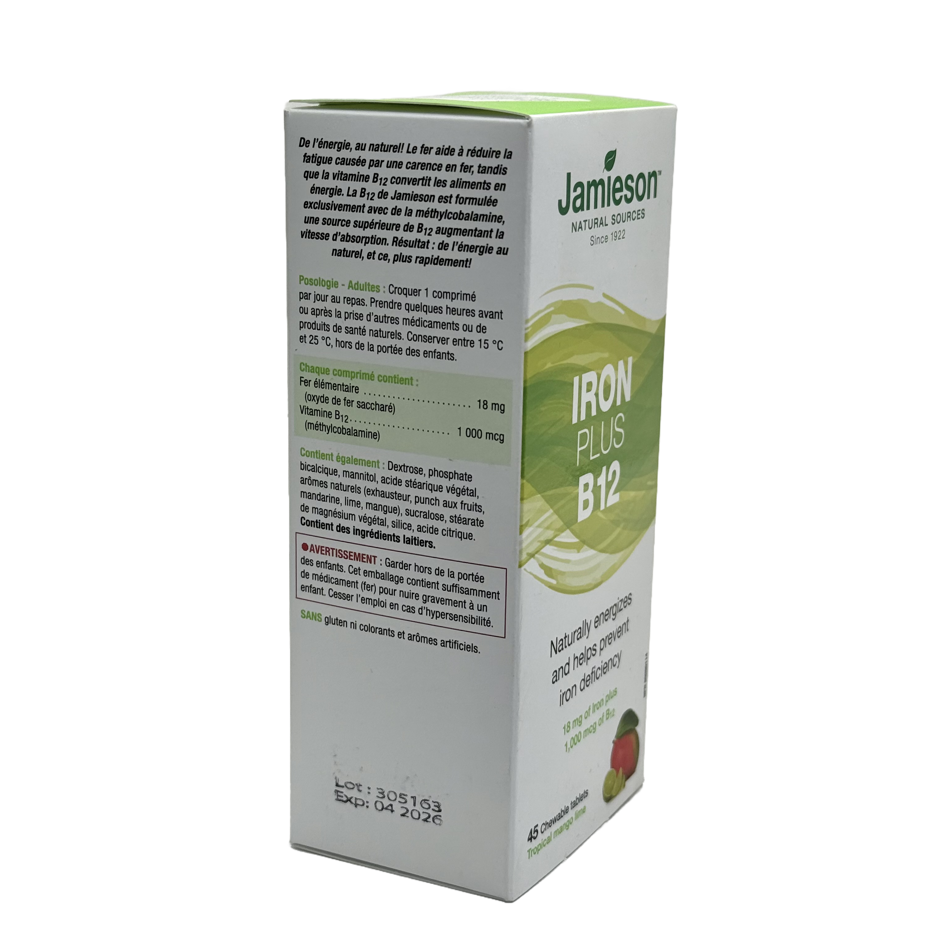 Jamieson Iron + Vitamin B12 Chewable 45 Tablets - جاميسون آيرون + فيتامين ب12 أقراص مضغ 45 قرص