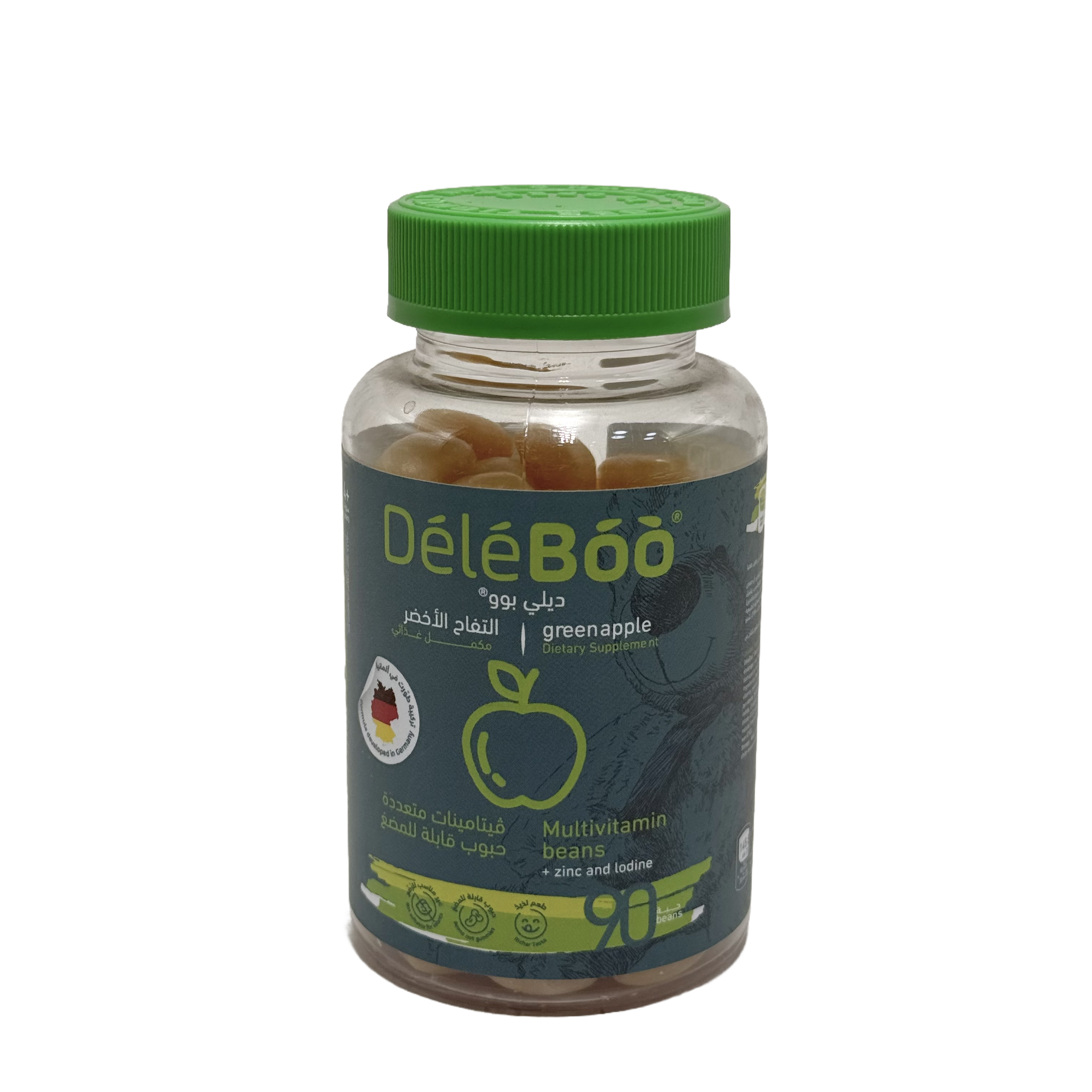 DeleBoo Multi Vitamin & Minerals Green Apple 90 Beans - ديليبرو مالتي فيتامين آند مينيرالز نكهة التفاح الأخضر 90 حبة