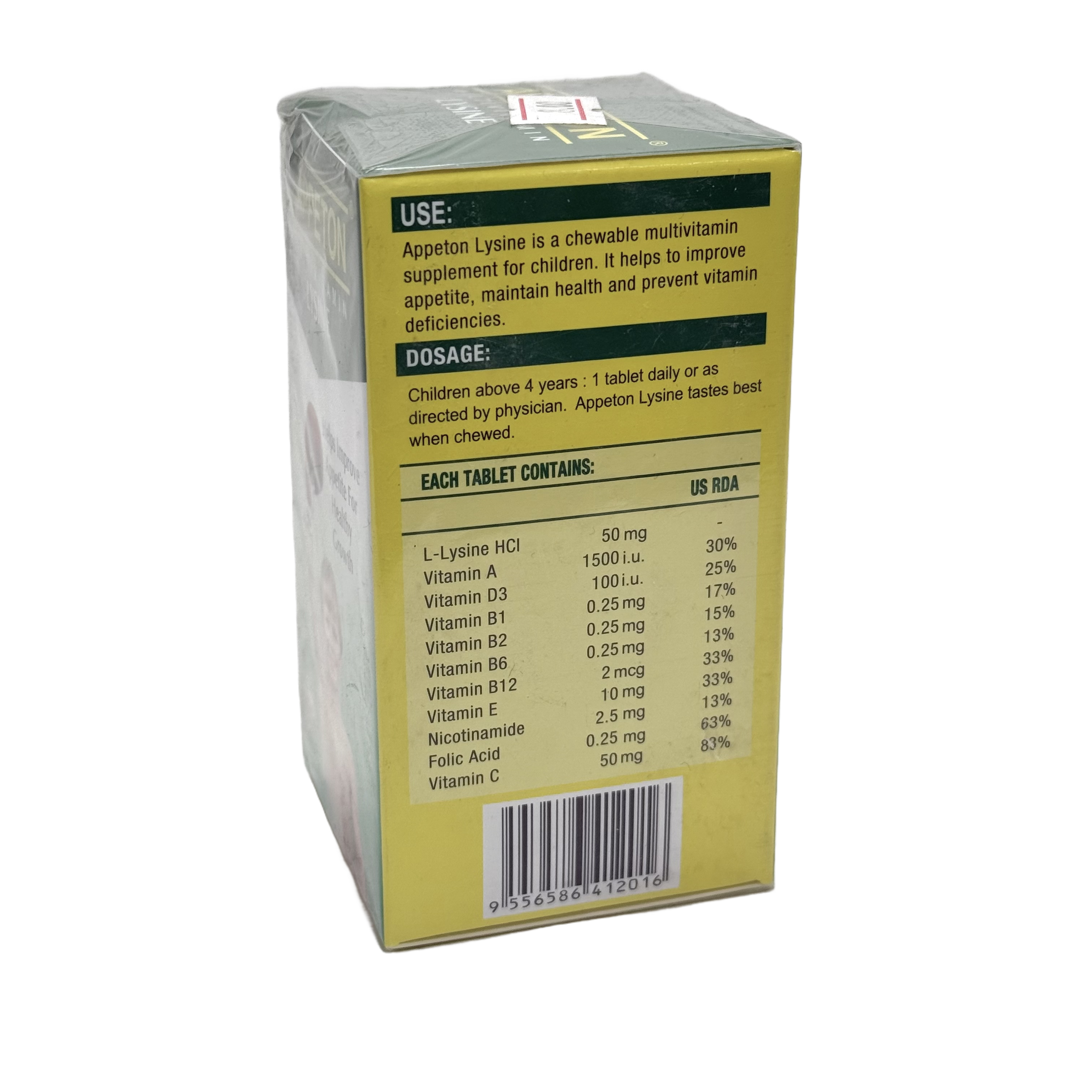 Appeton Lysine Multivitamins 60 Tablets - أبيتون لايسين ملتي فيتامين 60 قرص
