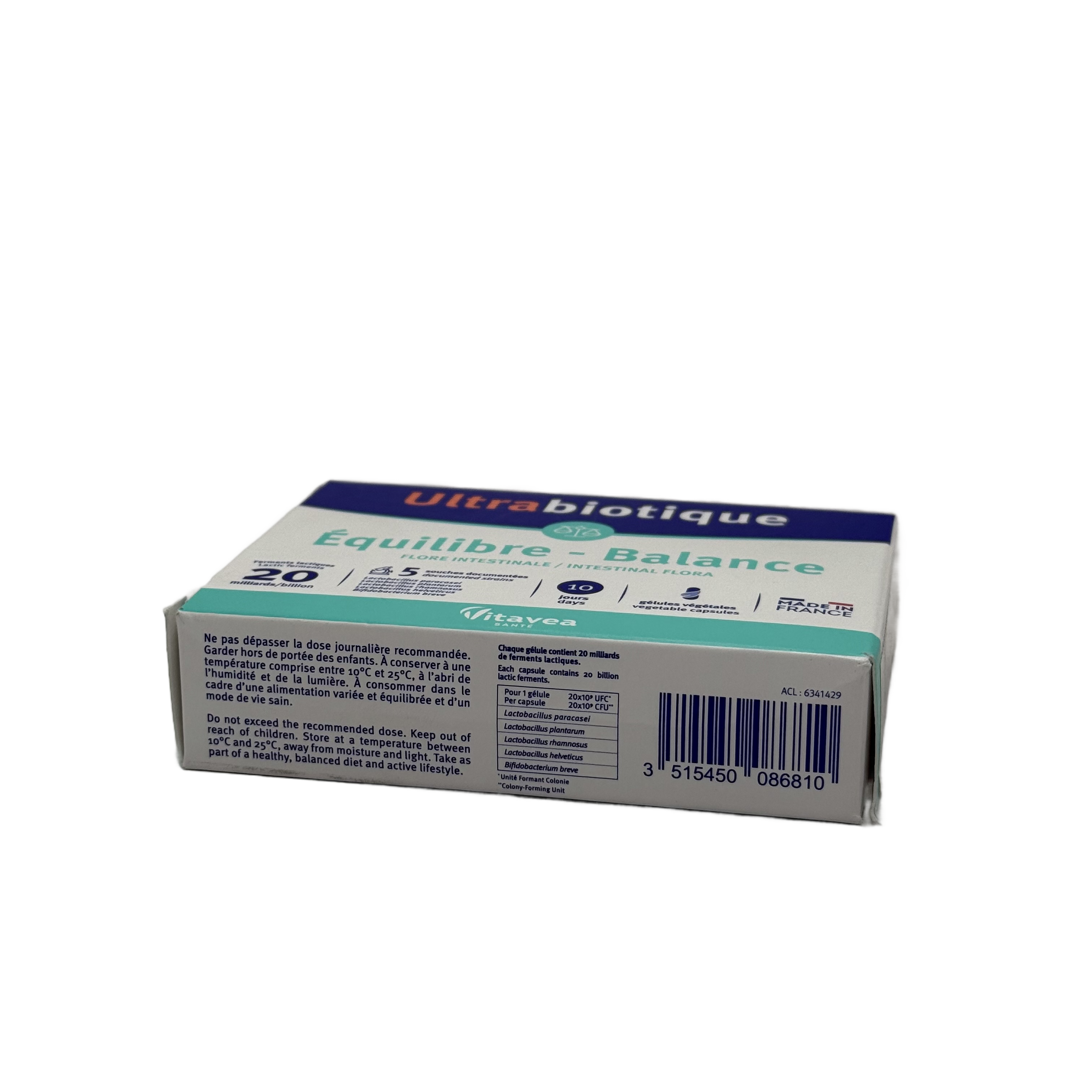Ultrabiotique Équilibre Balance 20 Billion CFU 10 Capsules - ألترا بايوتيك إكويلبر توازن 20 مليار وحدة 10 كبسولات