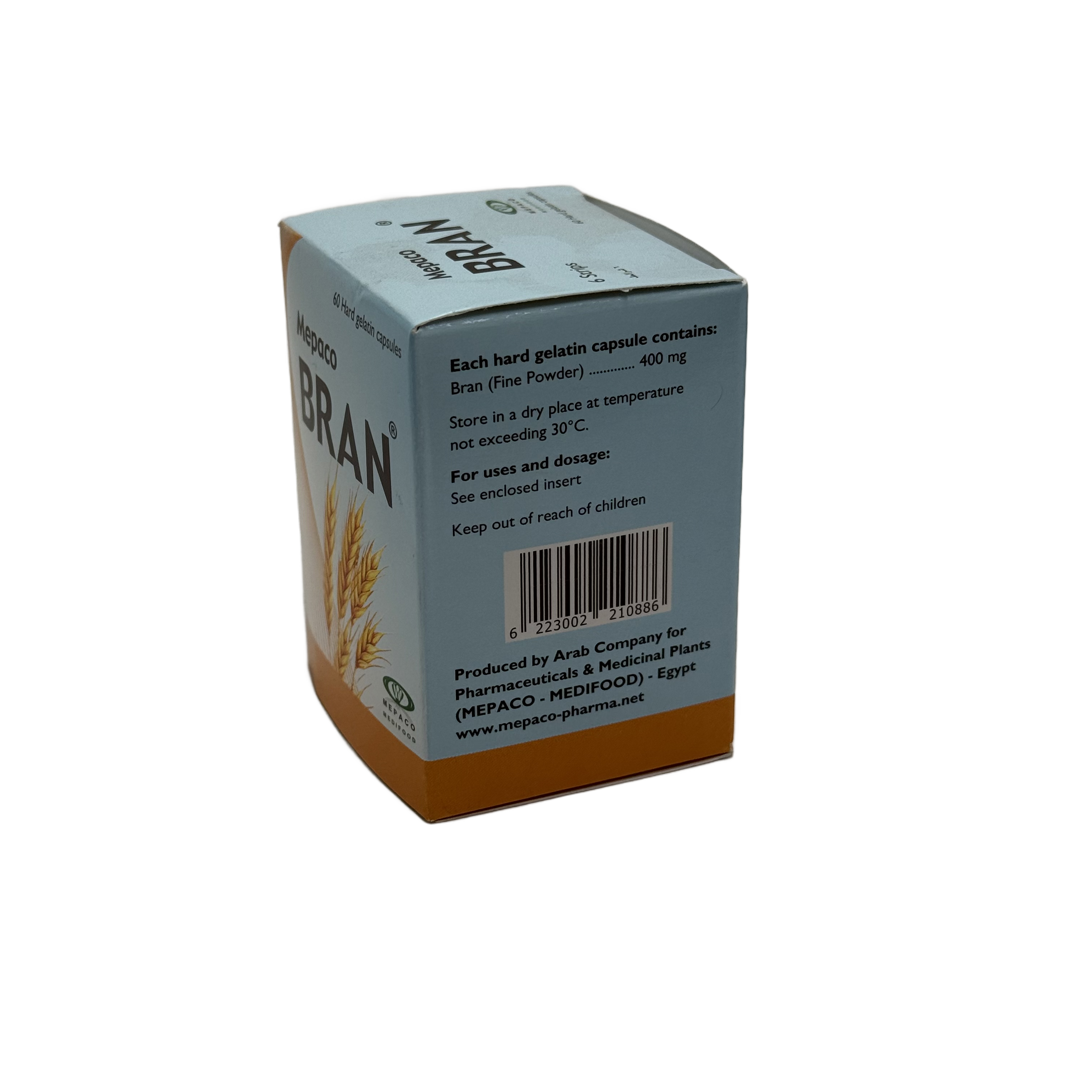 Mepaco Bran Digestive Support 60 Capsules - ميباكو بران لدعم الهضم 60 كبسولة