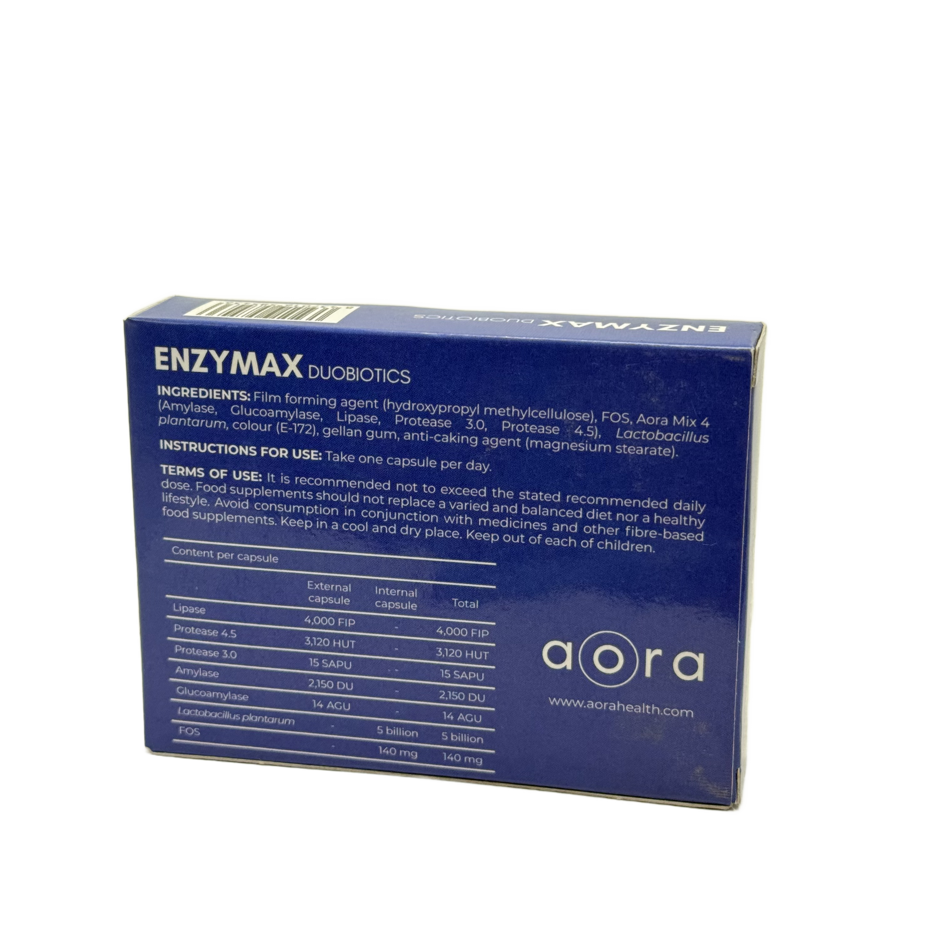 Aora Enzymax DuoBiotics 20 Capsules  - أورا إنزيماكس ديوبيوتيكس 20 كبسولة