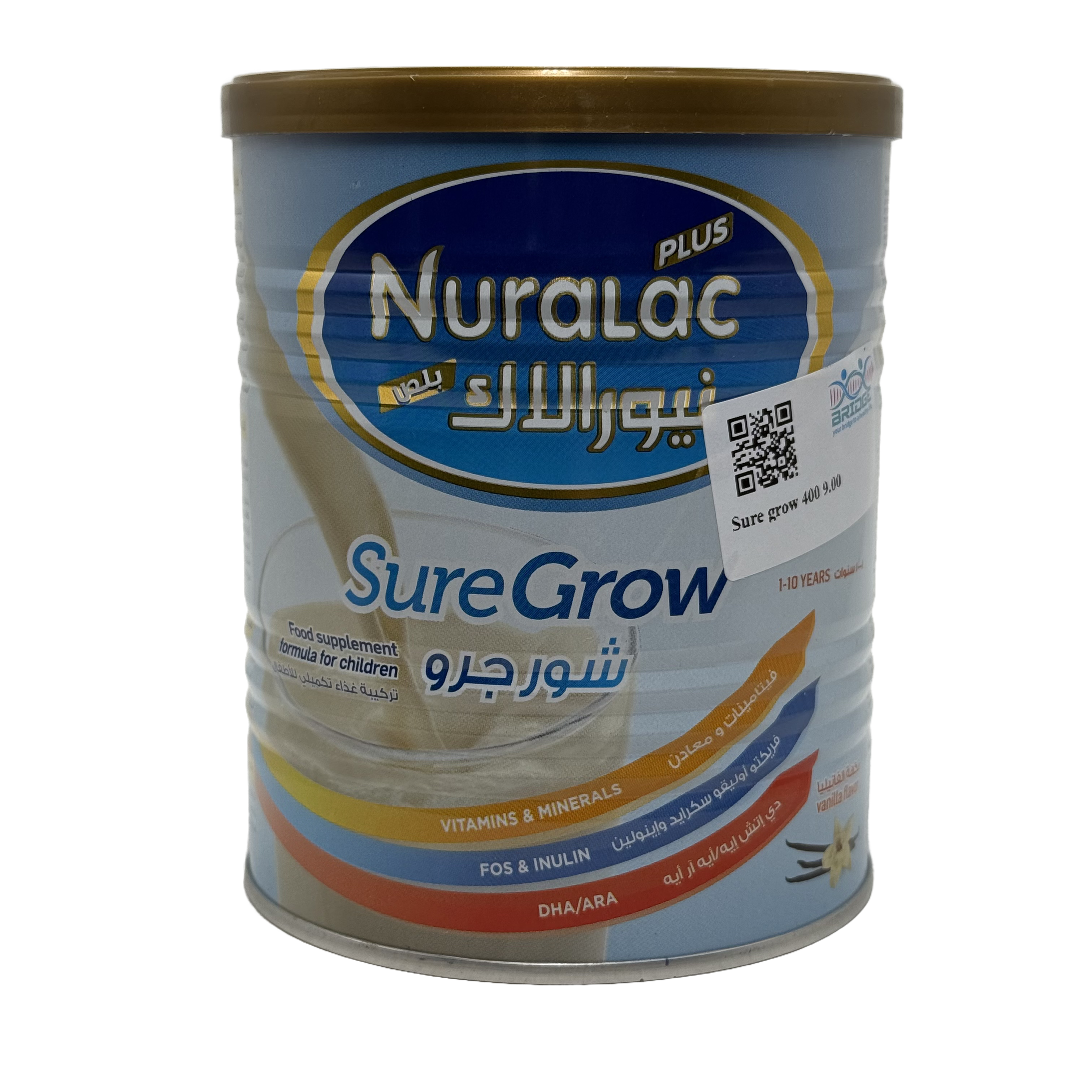 Nuralac Plus Sure Grow Vanilla Milk 400g - نورالاك بلس شور جرو حليب فانيليا 400 غرام