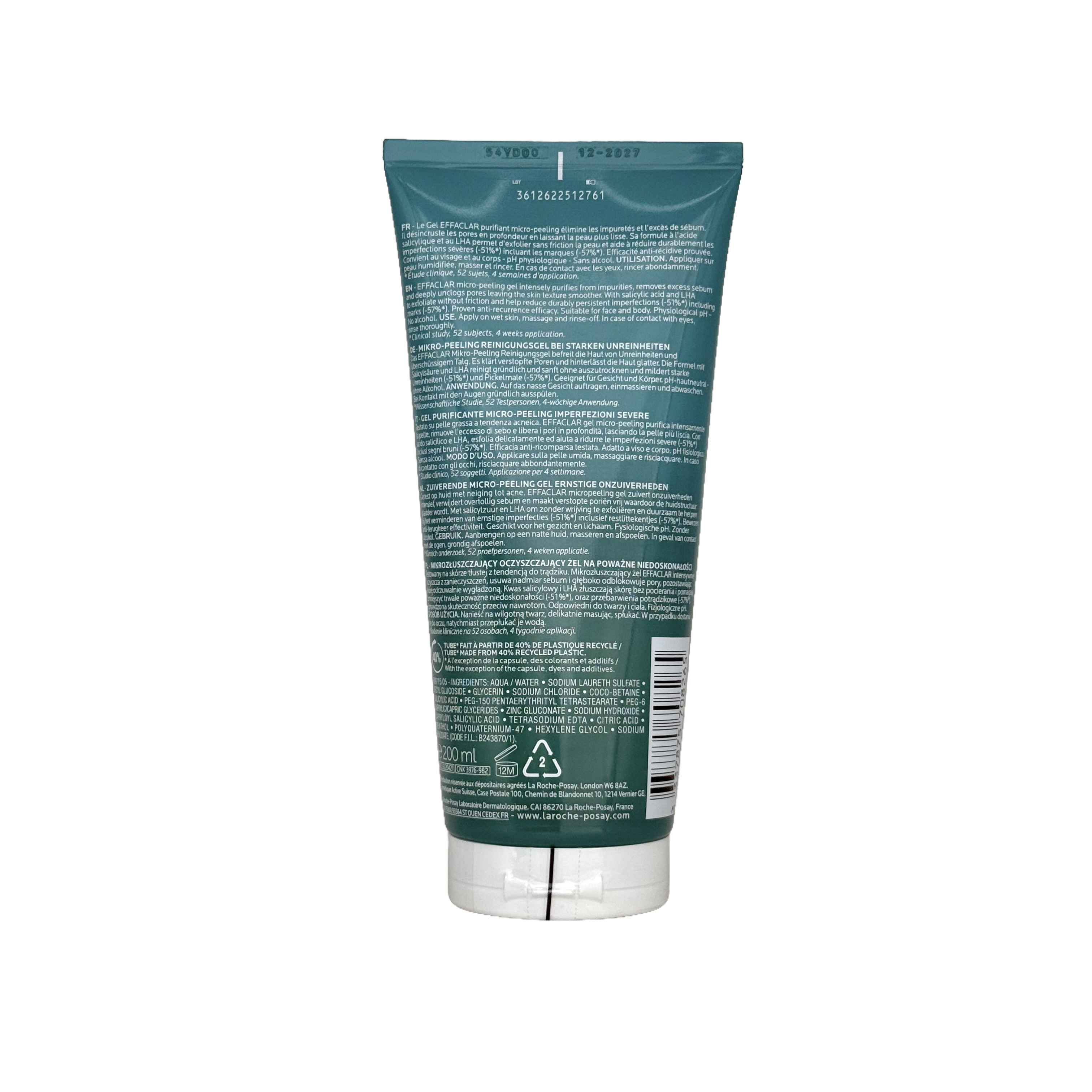 La Roche Posay Effaclar Micro Peeling Purifying Gel 200ml - لاروش بوزيه إيفاكلار جل منظف مقشر ميكرو 200 مل