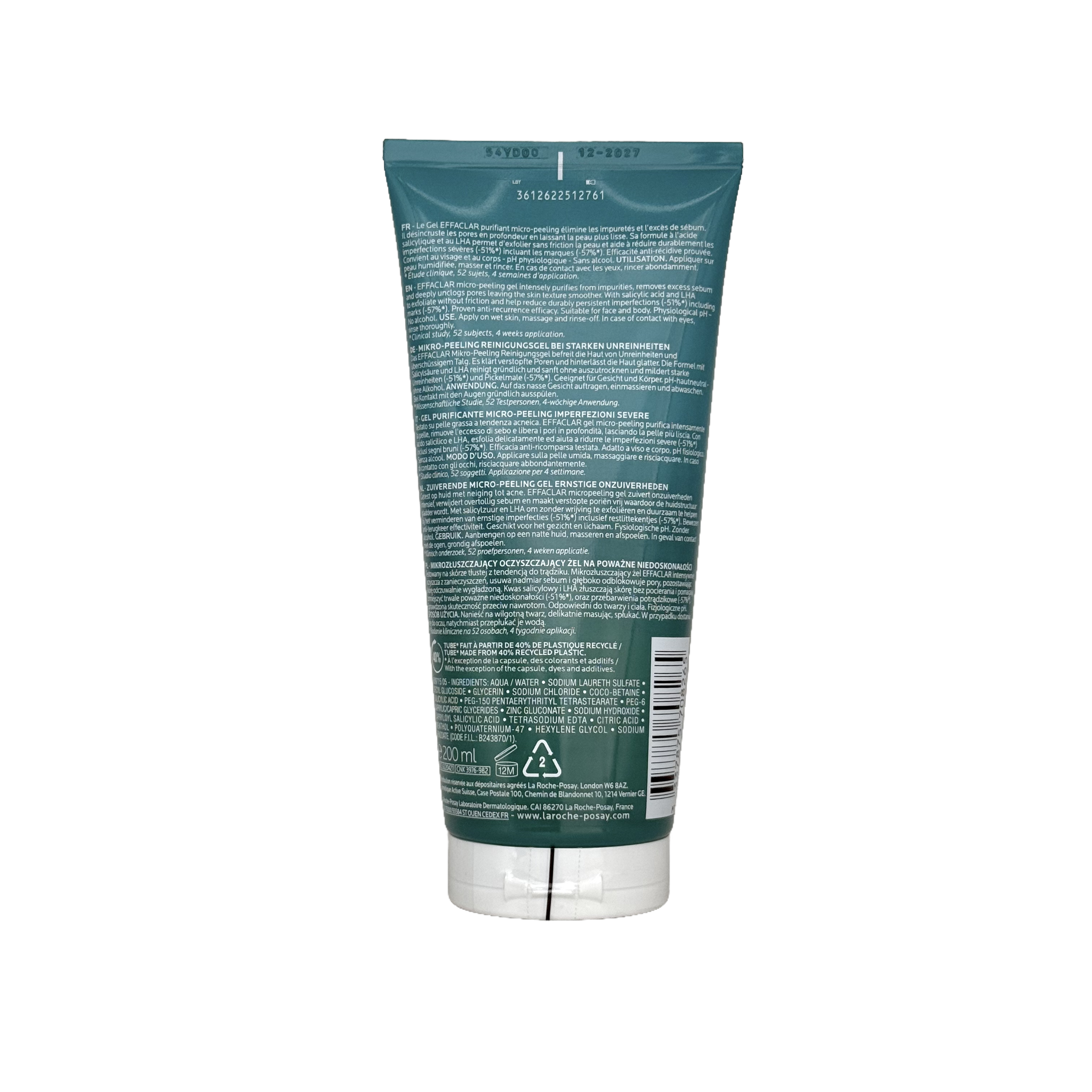 La Roche Posay Effaclar Micro Peeling Purifying Gel 200ml - لاروش بوزيه إيفاكلار جل منظف مقشر ميكرو 200 مل
