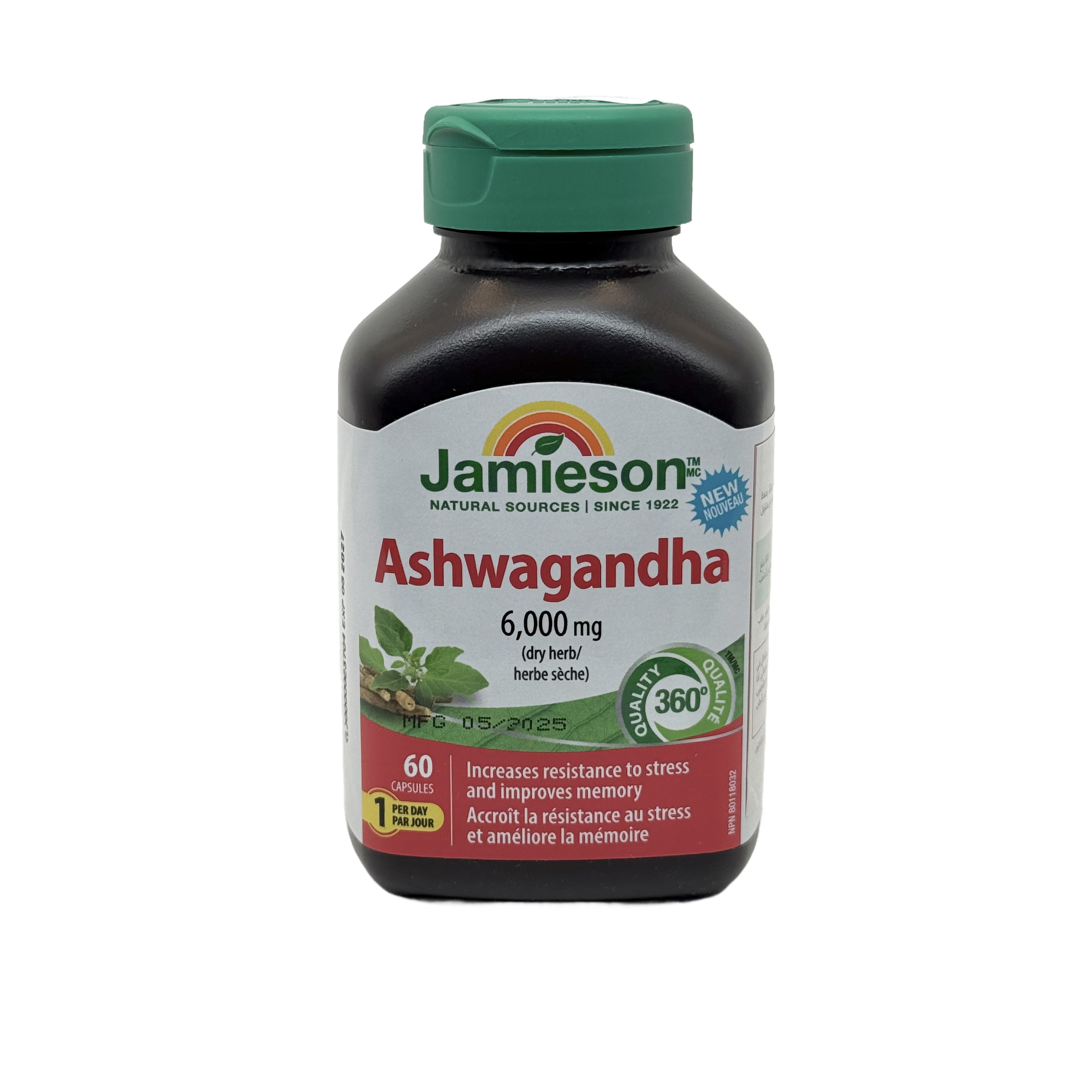 Jamieson Ashwagandha 6000 mg 60 Capsules - جاميسون أشواغاندا 6000 ملغ 60 كبسولة