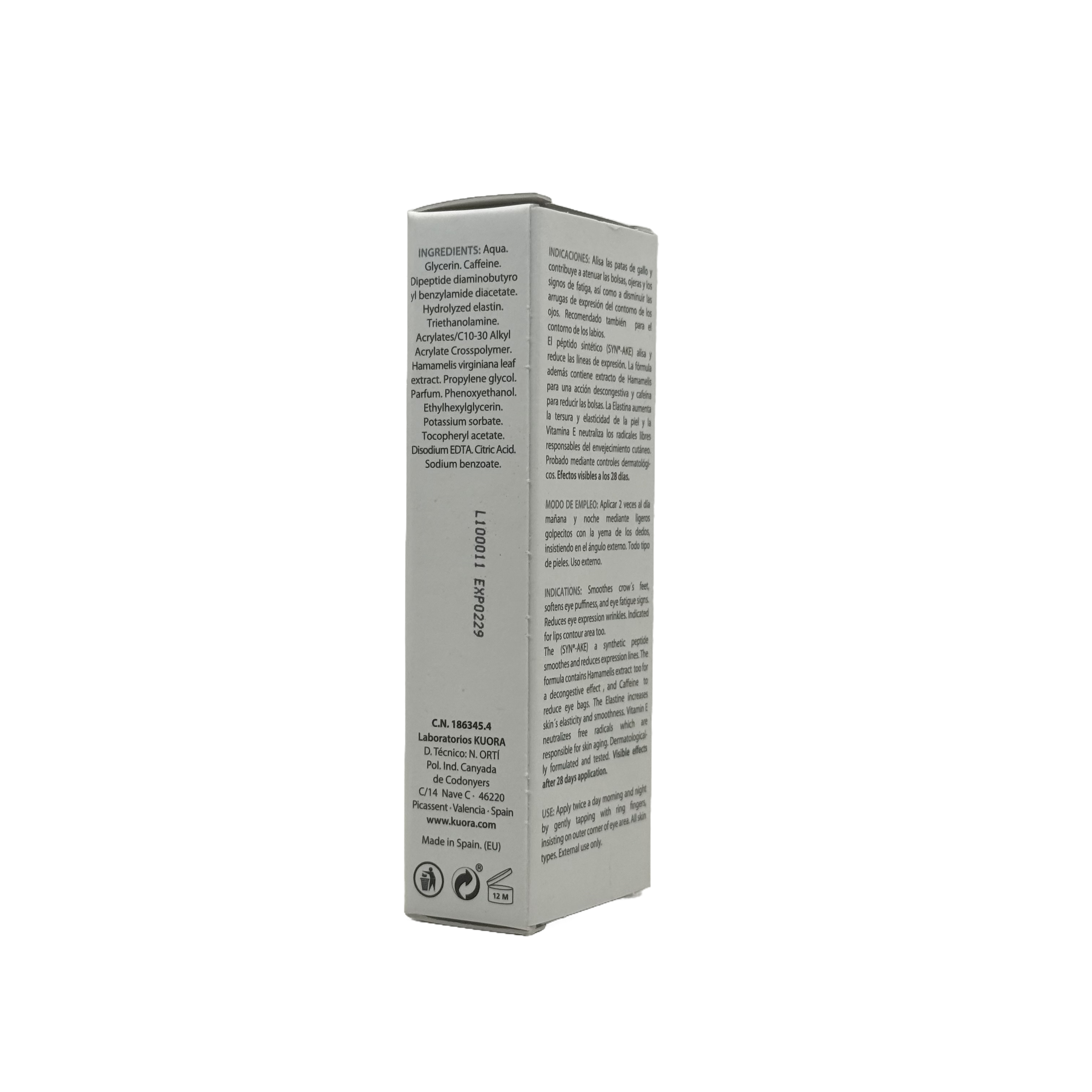 KUORA 28 Days Botox Effect Eye Contour Cream 15ml - كورا كريم محيط العين بتأثير البوتوكس لمدة 28 يوم 15 مل