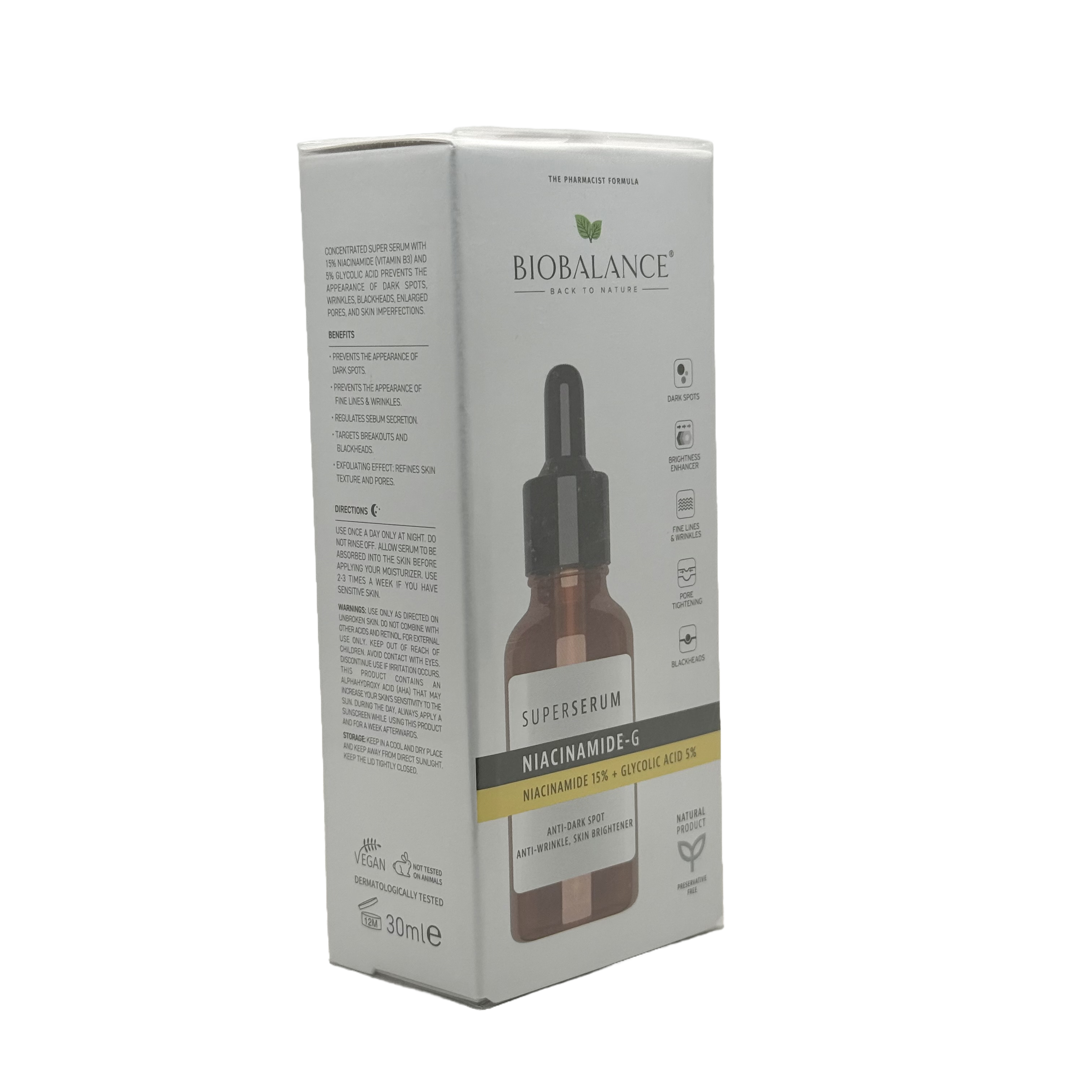 Biobalance Natural Niacinamide G Super Serum 30ml - بيوبالانس سيروم ناتشورال نياسيناميد جي الفائق 30 مل