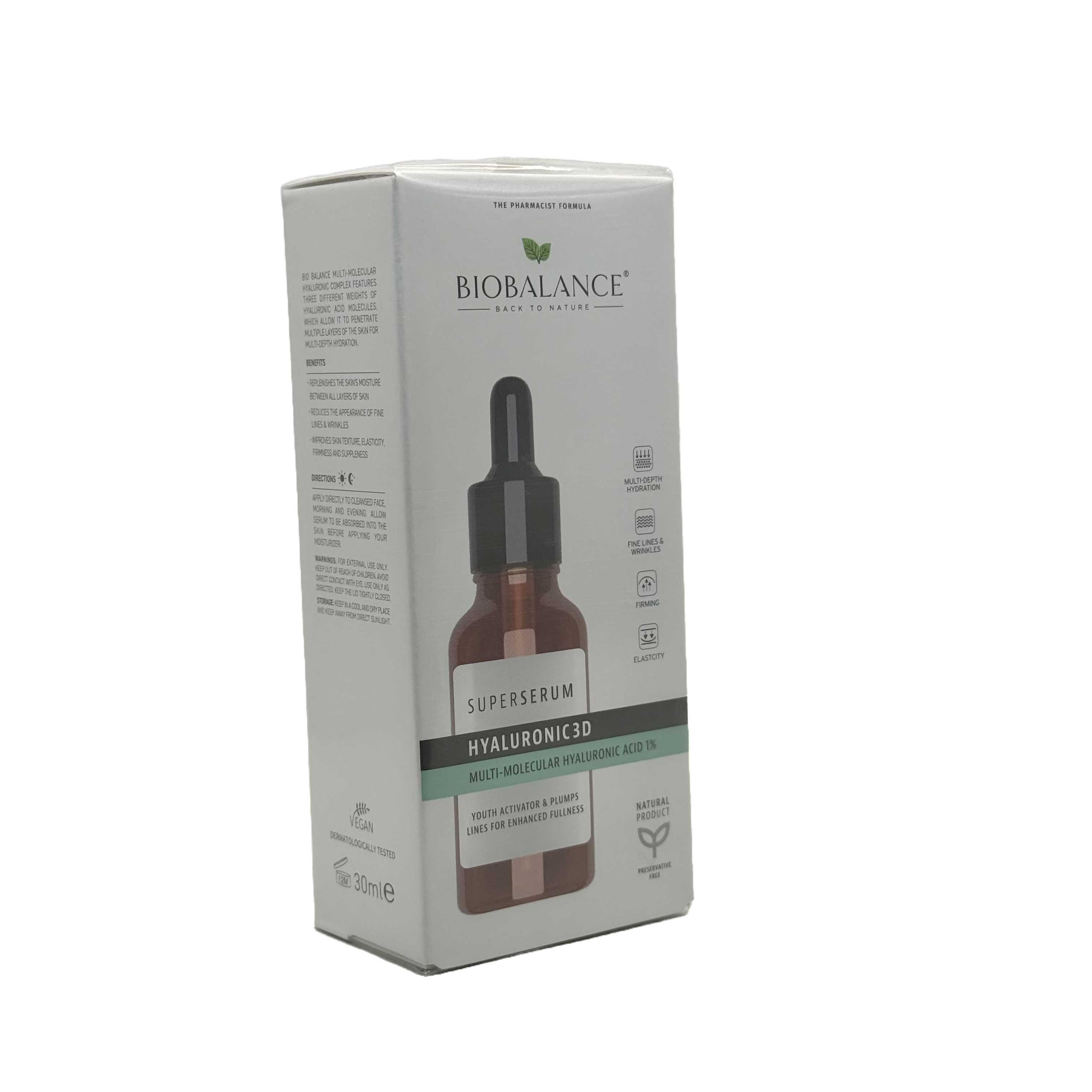 Biobalance Hyaluronic 3D Multi Molecular Hyaluronic Acid 1% Super Serum 30ml - بيوبالانس سيروم هيالورونيك ثري دي متعدد الجزيئات 1% 30 مل