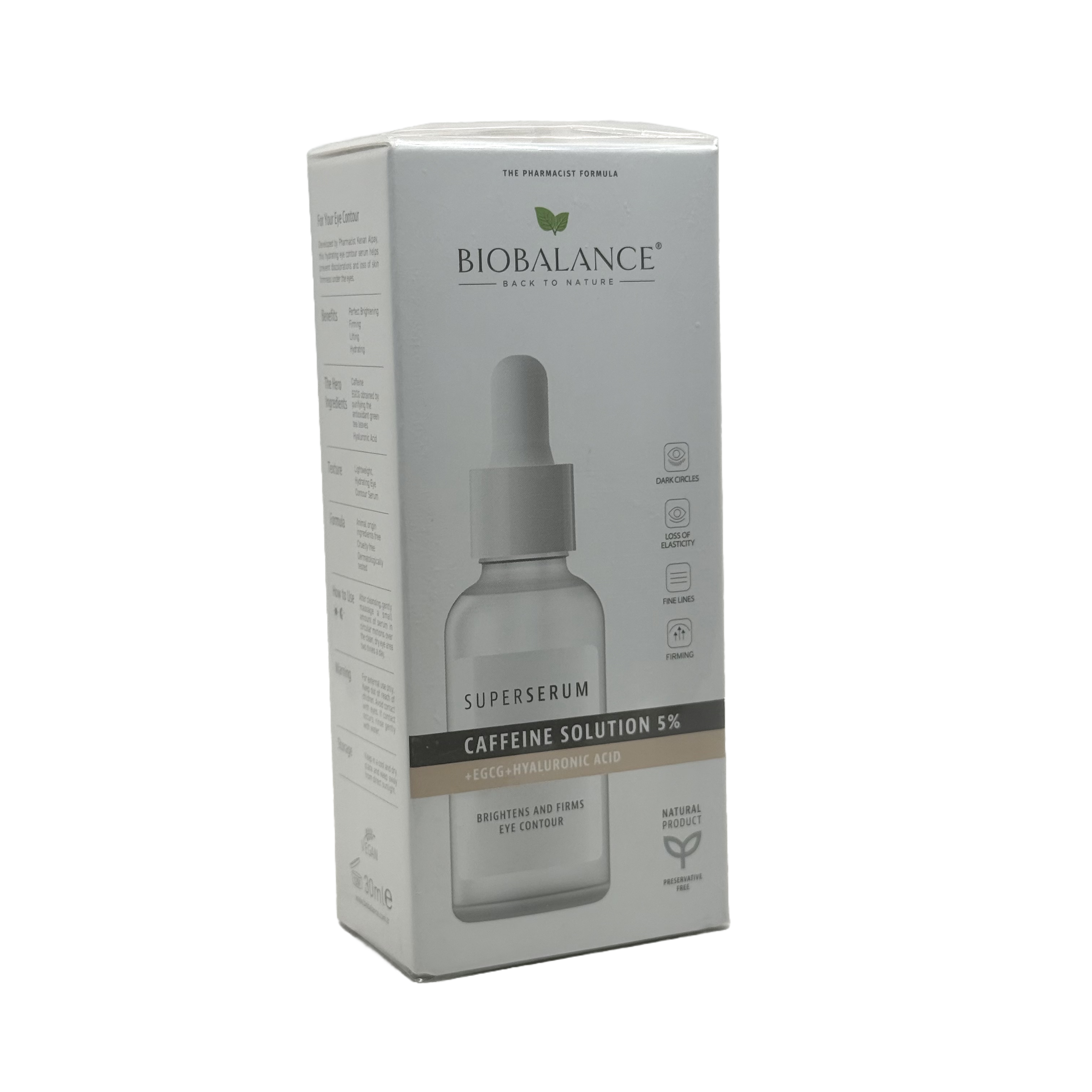 Biobalance Natural Caffeine Solution 5% Super Serum 30ml - بيوبالانس سيروم محلول الكافيين الطبيعي 5% الفائق 30 مل