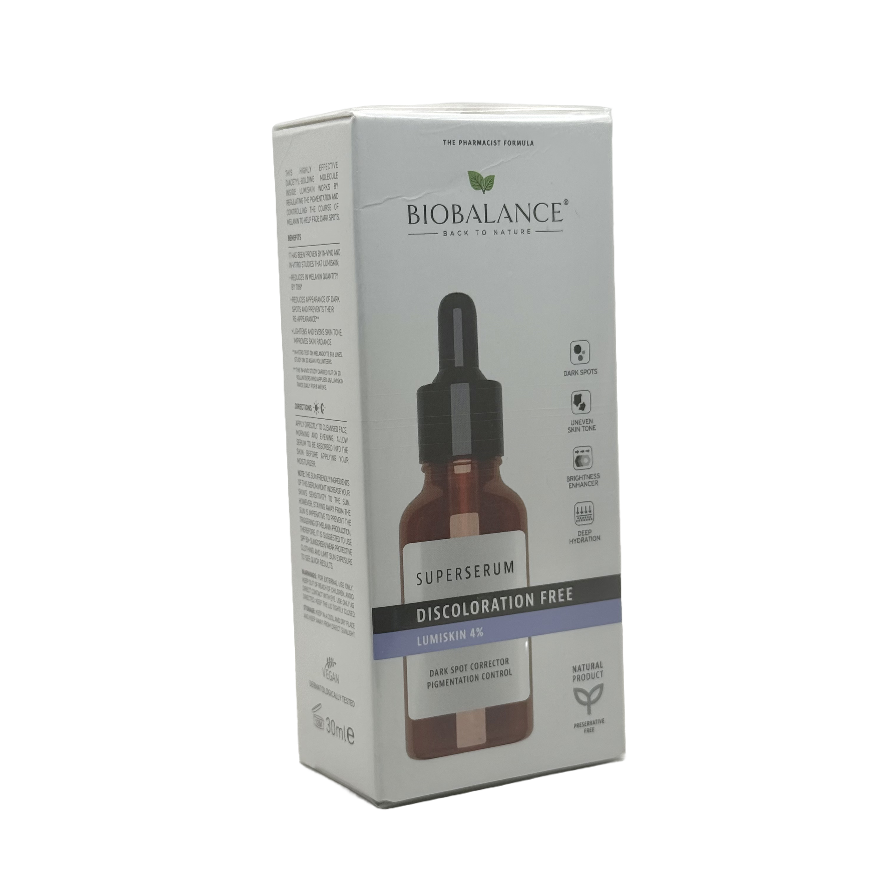 Biobalance Discoloration Free Lumiskin 4% Super Serum 30ml - بيوبالانس سيروم ديسكولوريشن فري لوميسكن 4% الفائق 30 مل