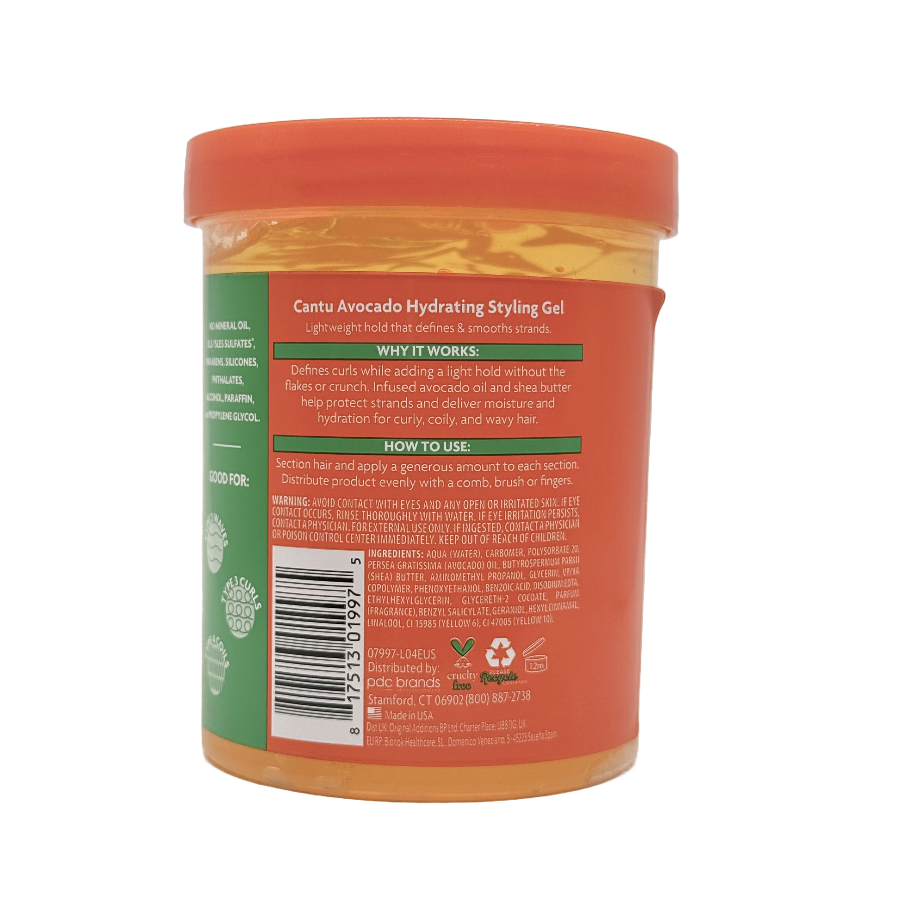 Cantu Avocado Oil & Shea Butter Styling Gel 524 g - كانتو جل تصفيف بزيت الأفوكادو وزبدة الشيا 524 غرام