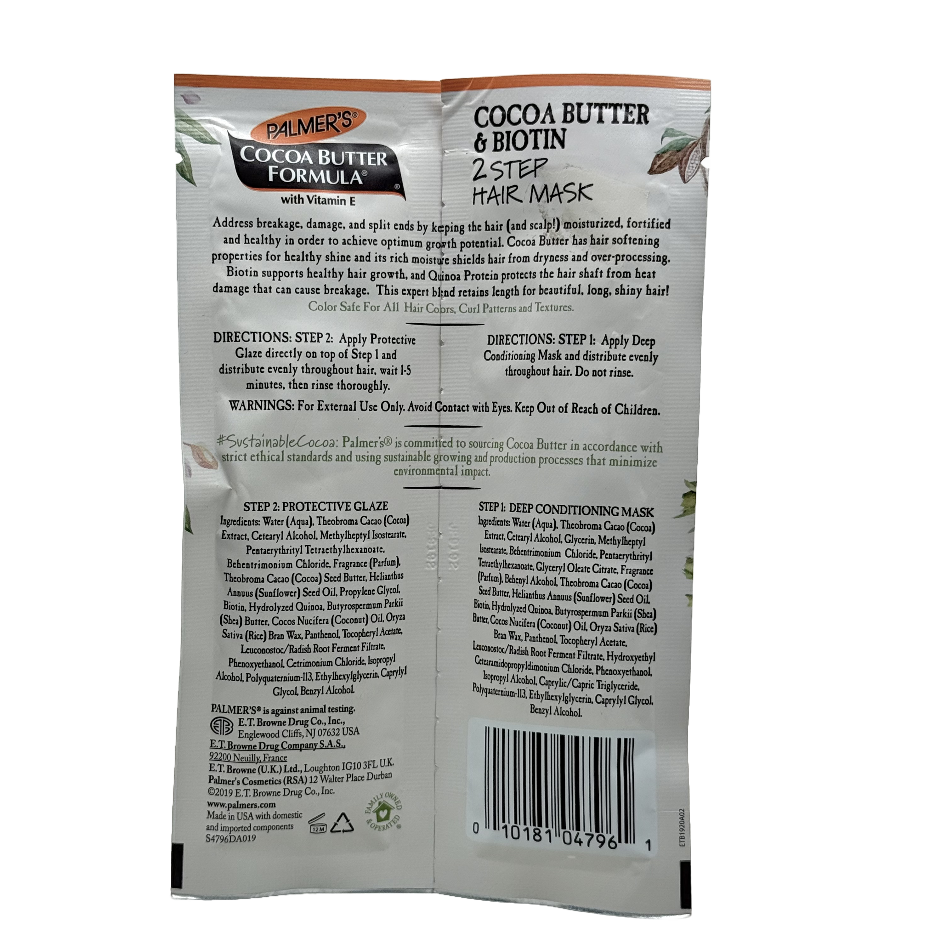 Palmers Cocoa Butter And Biotin 2 Step Hair Mask 30 ml - ماسك بالمرز بزبدة الكاكاو والبيوتين للشعر بخطوتين 30 مل