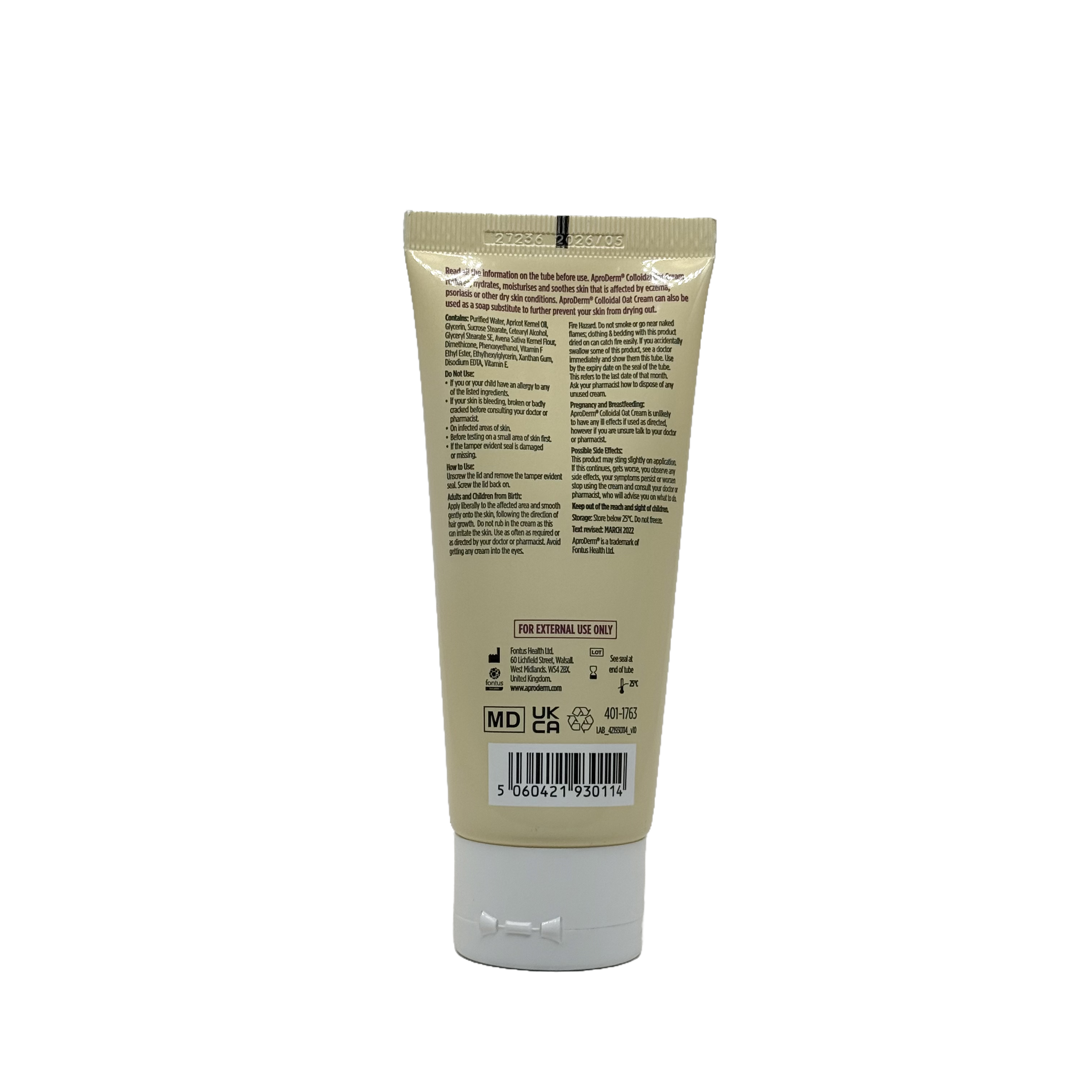 AproDerm Colloidal Oat Cream 100ml - أبروديرم كريم الشوفان الغروي 100 مل