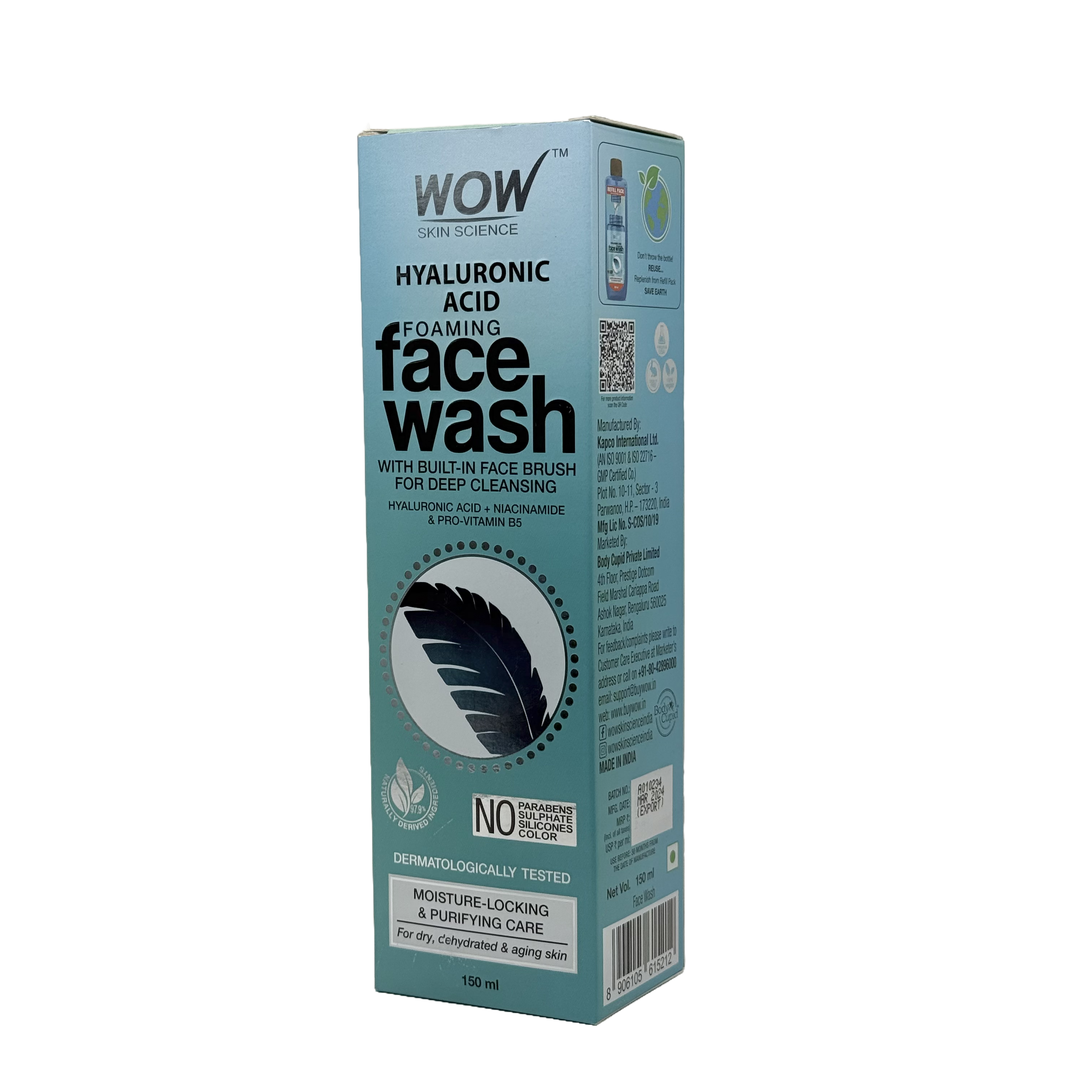 Wow Hyaluronic Acid Foaming Face Wash 150 ML - غسول واو بحمض الهيالورونيك الرغوي للوجه 150 مل