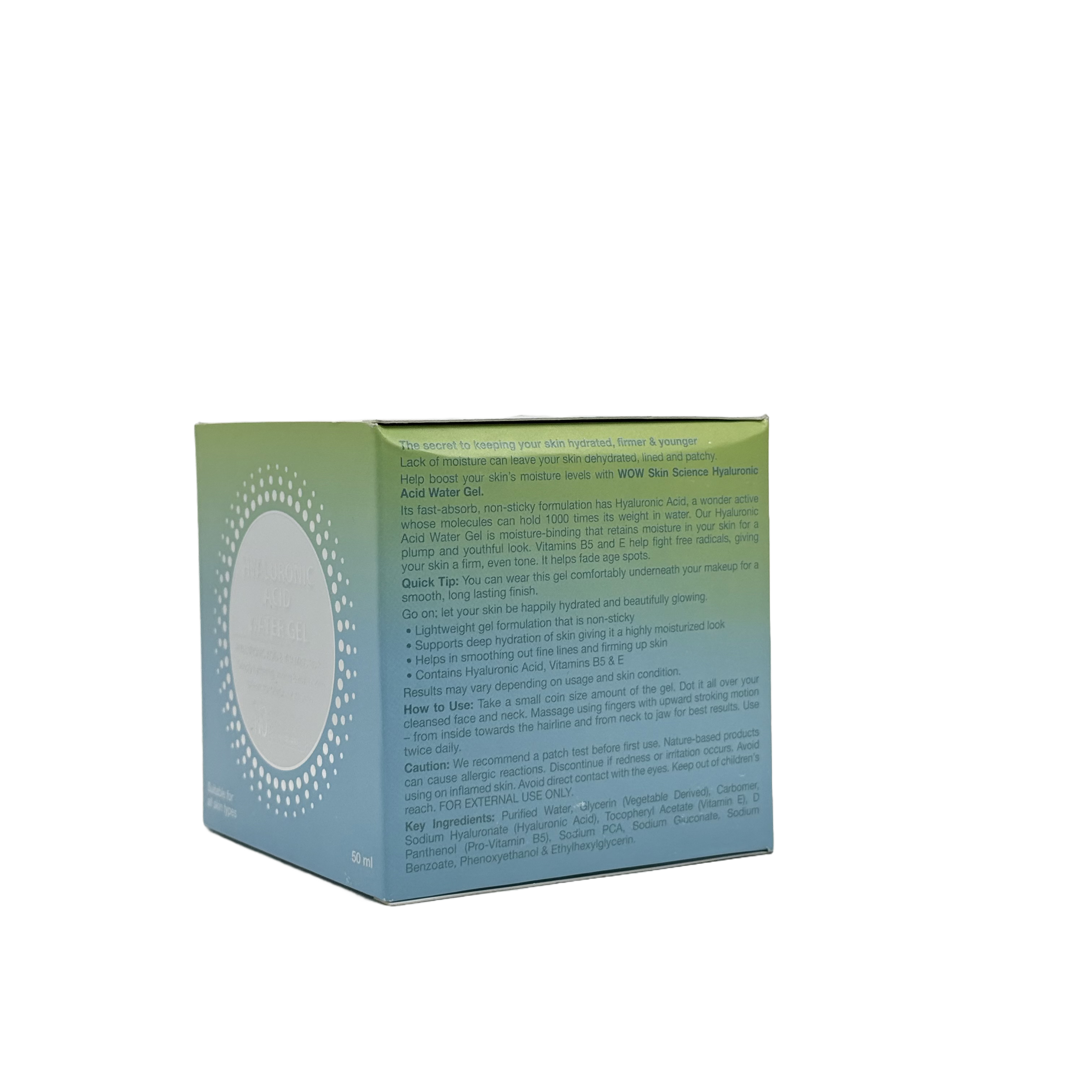 Wow Hyaluronic Acid Water Gel Face Cream 50ml - كريم واو جل مائي للوجه بحمض الهيالورونيك 50 مل
