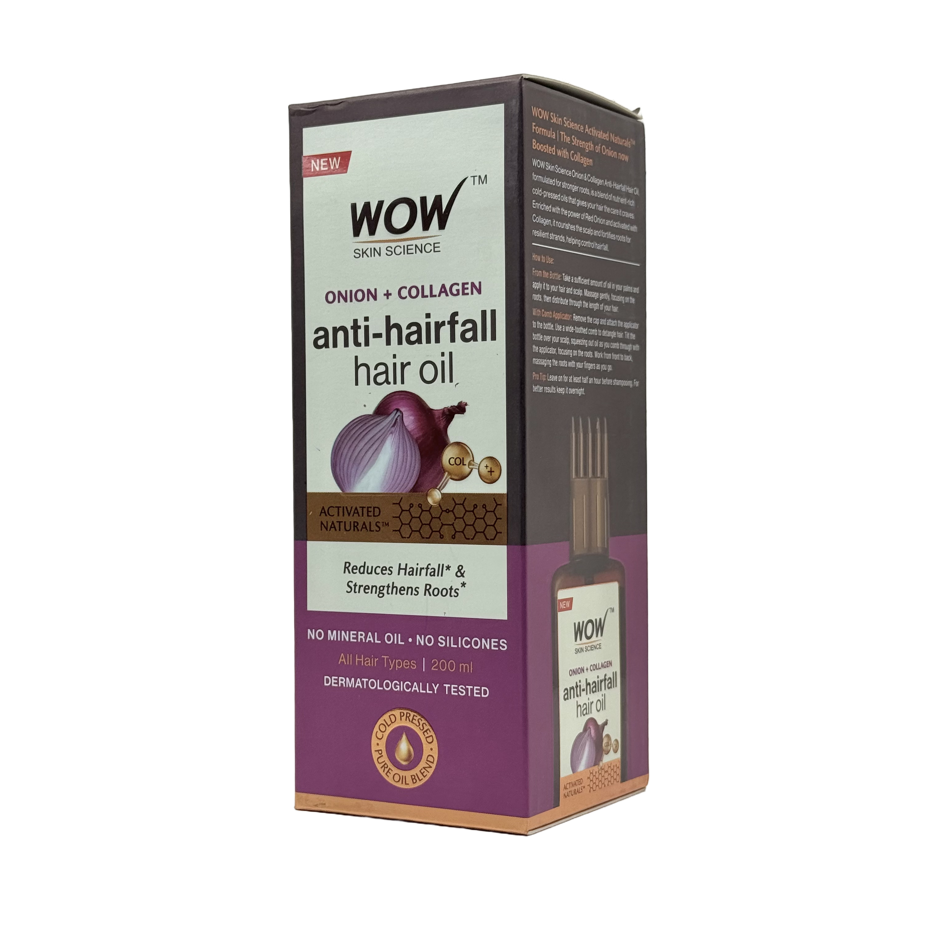 Wow Onion Anti-Hairfall Oil With Collagen 200ml - زيت واو المضاد لتساقط الشعر بالبصل والكولاجين 200 مل
