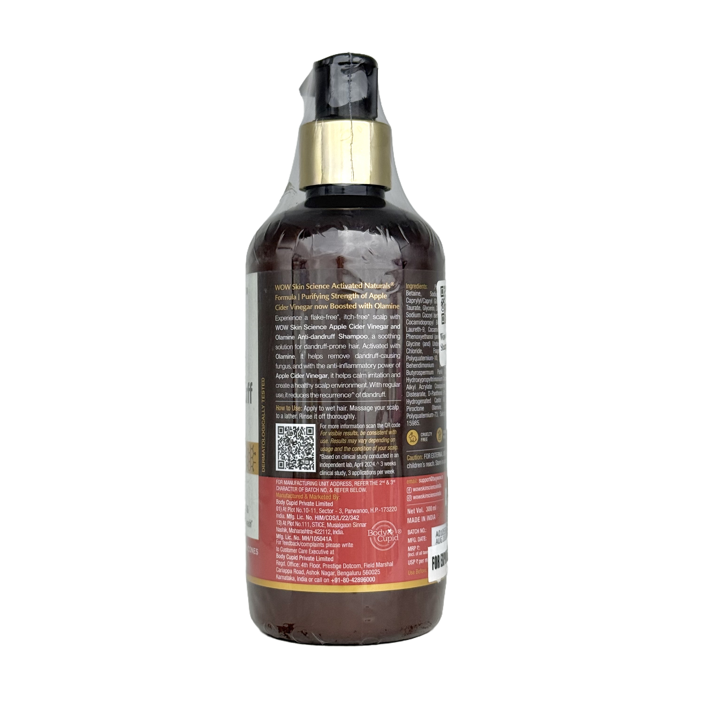 Wow Apple Cider Vinegar Shampoo For Oily & Greasy Hair 300 ML - شامبو واو بخل التفاح للشعر الدهني 300 مل