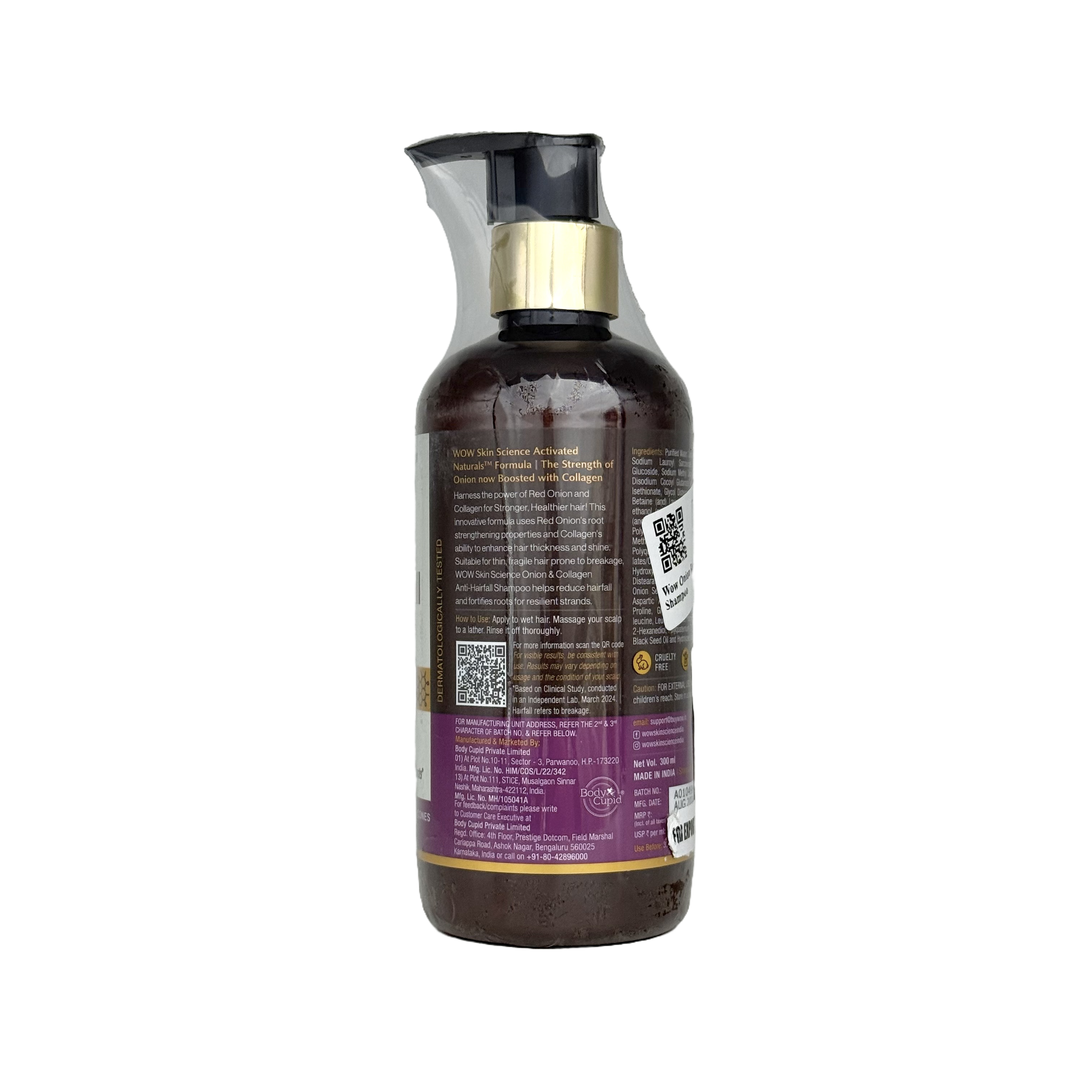 Wow Onion Anti Hairfall Shampoo With Collagen 300 ML - شامبو واو بالبصل والكولاجين المضاد لتساقط الشعر 300 مل