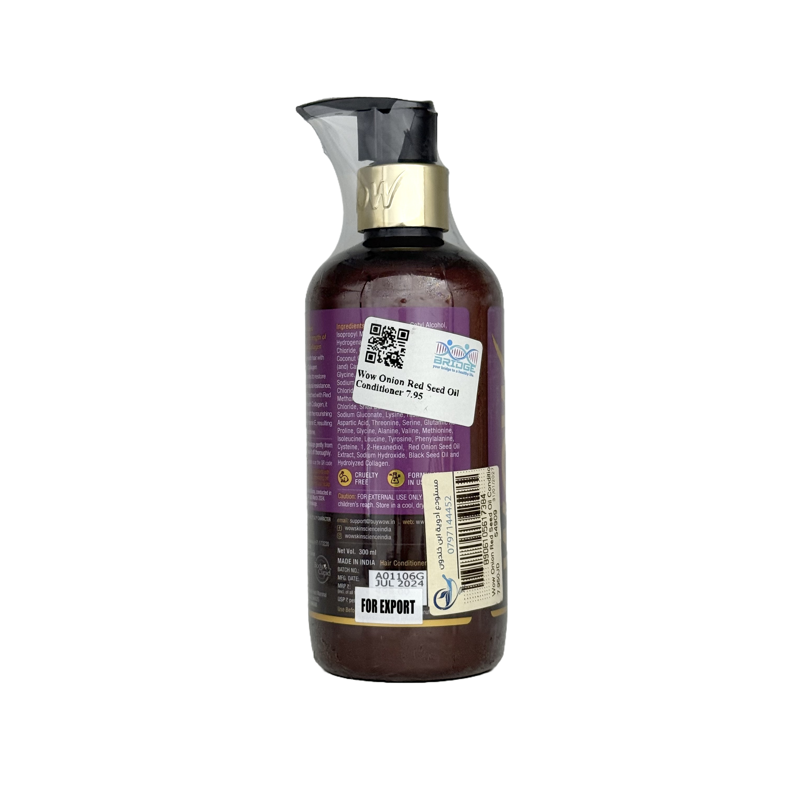 Wow Anti Hairfall Onion Conditioner For Stronger Hair 300 ML - بلسم واو بالبصل المضاد لتساقط الشعر لتقوية الشعر 300 مل