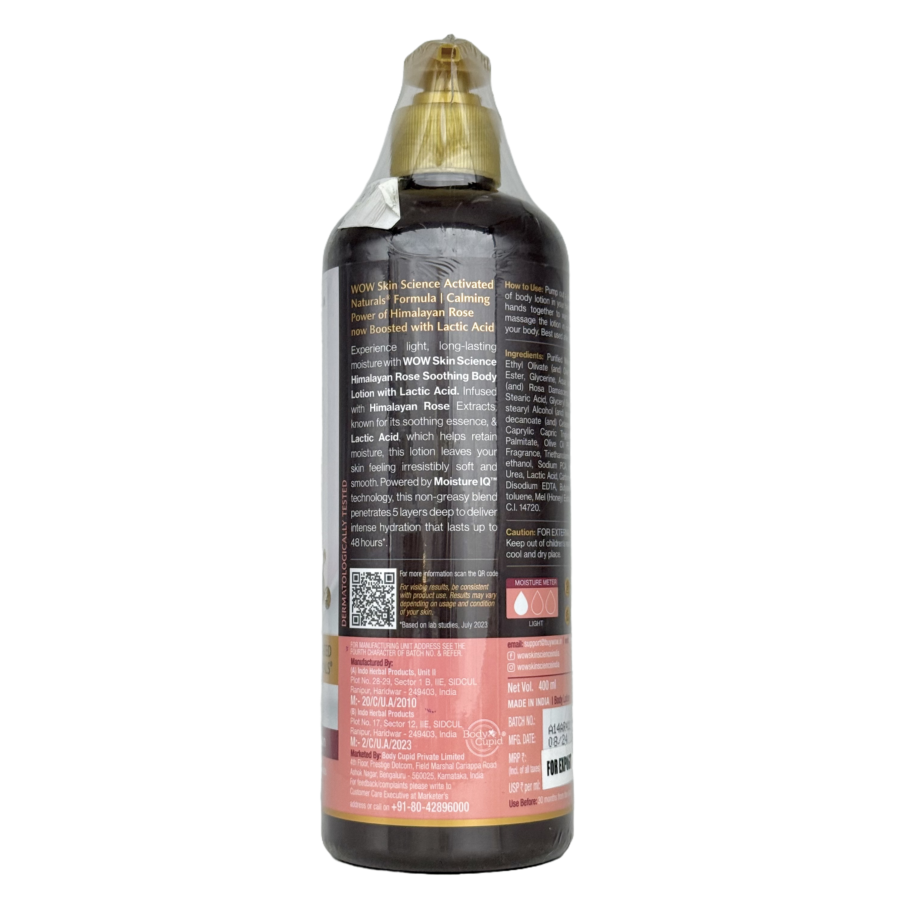 Wow Himalayan Rose Soothing Body Lotion With Lactic Acid 400ml - لوشن واو المهدئ للجسم بوردة الهيمالايا وحمض اللاكتيك 400 مل
