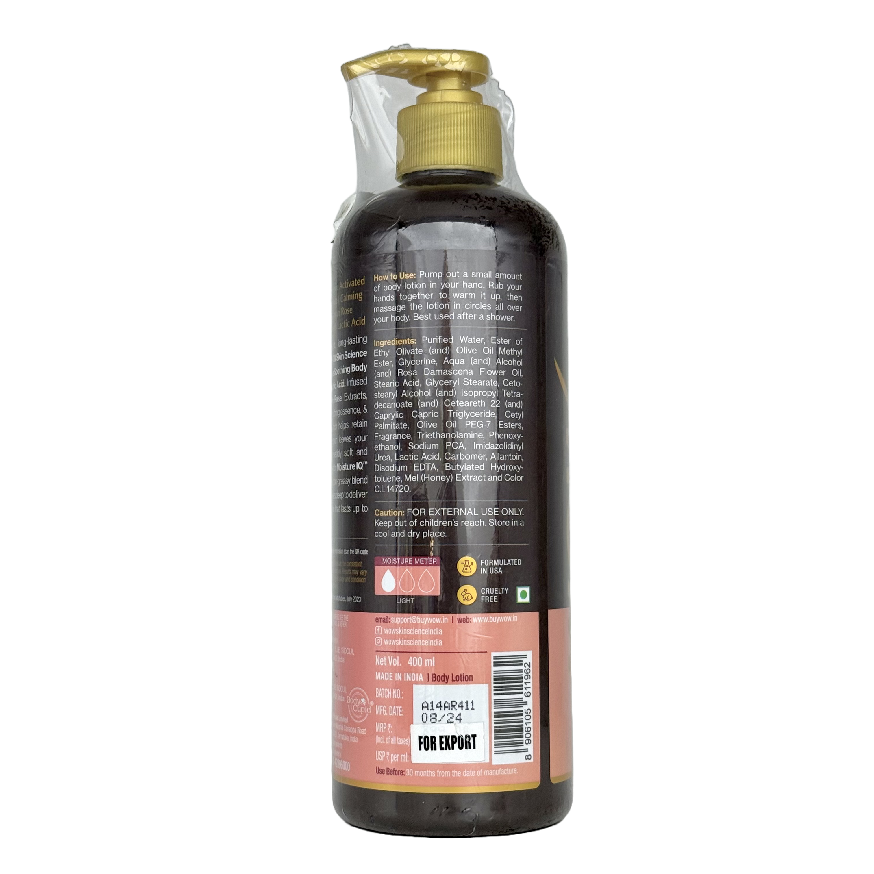 Wow Himalayan Rose Soothing Body Lotion With Lactic Acid 400ml - لوشن واو المهدئ للجسم بوردة الهيمالايا وحمض اللاكتيك 400 مل