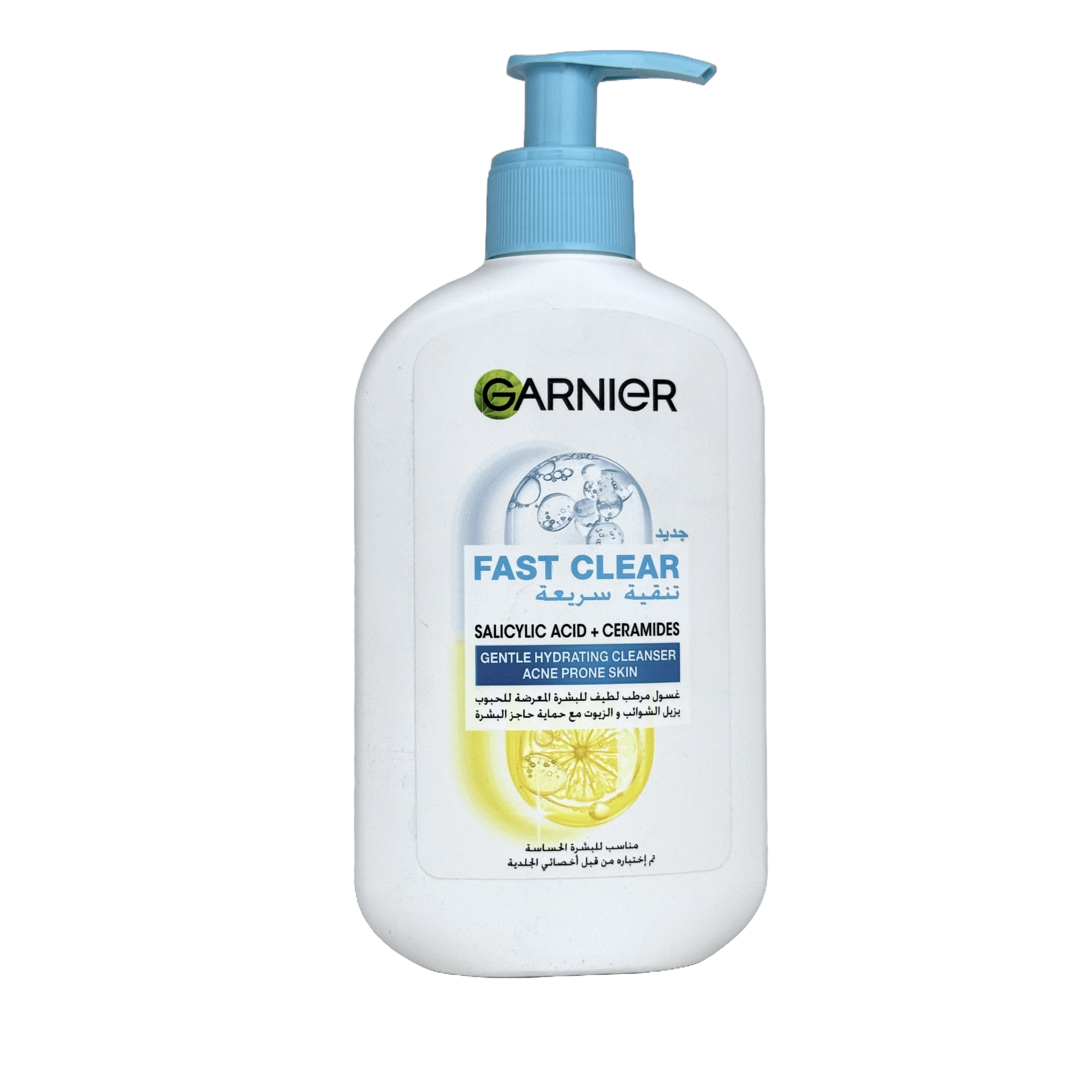 Garnier Fast Clear Gentle Cleanser Hydrating Face Wash for Acne Prone Skin 250ml - غسول غارنييه فاست كلير اللطيف المرطب للبشرة المعرضة لحب الشباب 250 مل