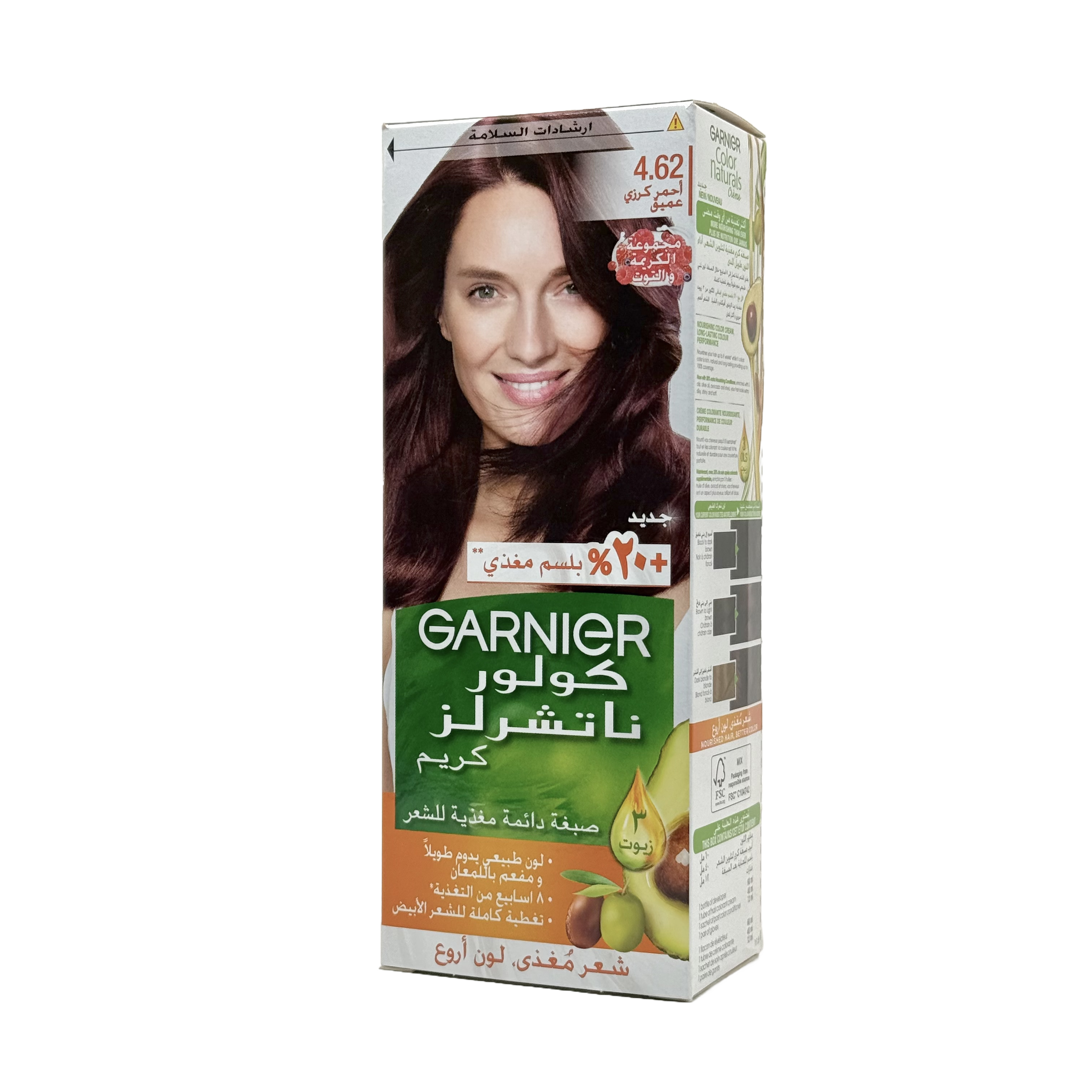 Garnier Color Naturals 4.62 Sweet Cherry Permanent Hair Color Cream - غارنييه كولور ناتشورلز 4.62 كرز حلو كريم صبغة شعر دائمة