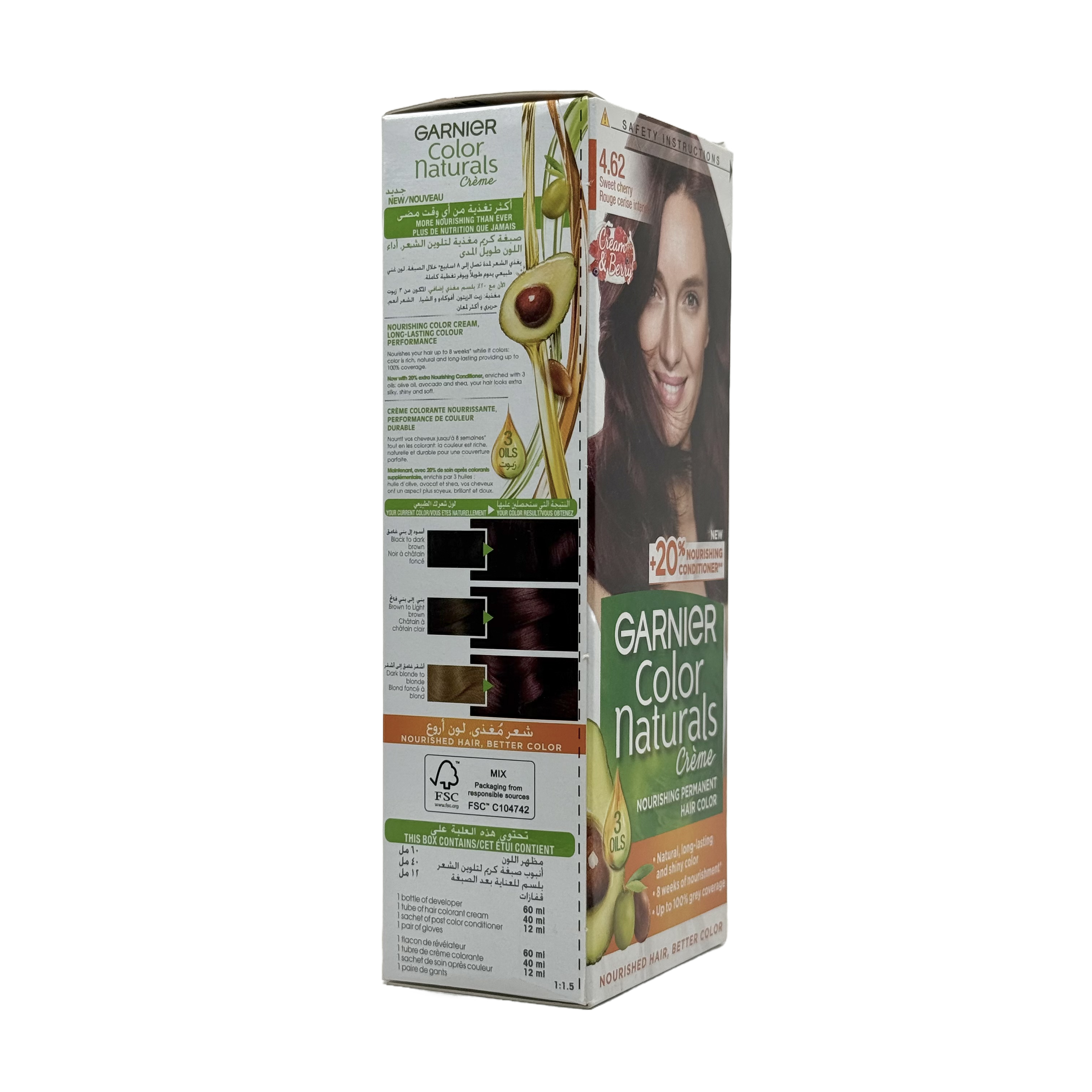 Garnier Color Naturals 4.62 Sweet Cherry Permanent Hair Color Cream - غارنييه كولور ناتشورلز 4.62 كرز حلو كريم صبغة شعر دائمة
