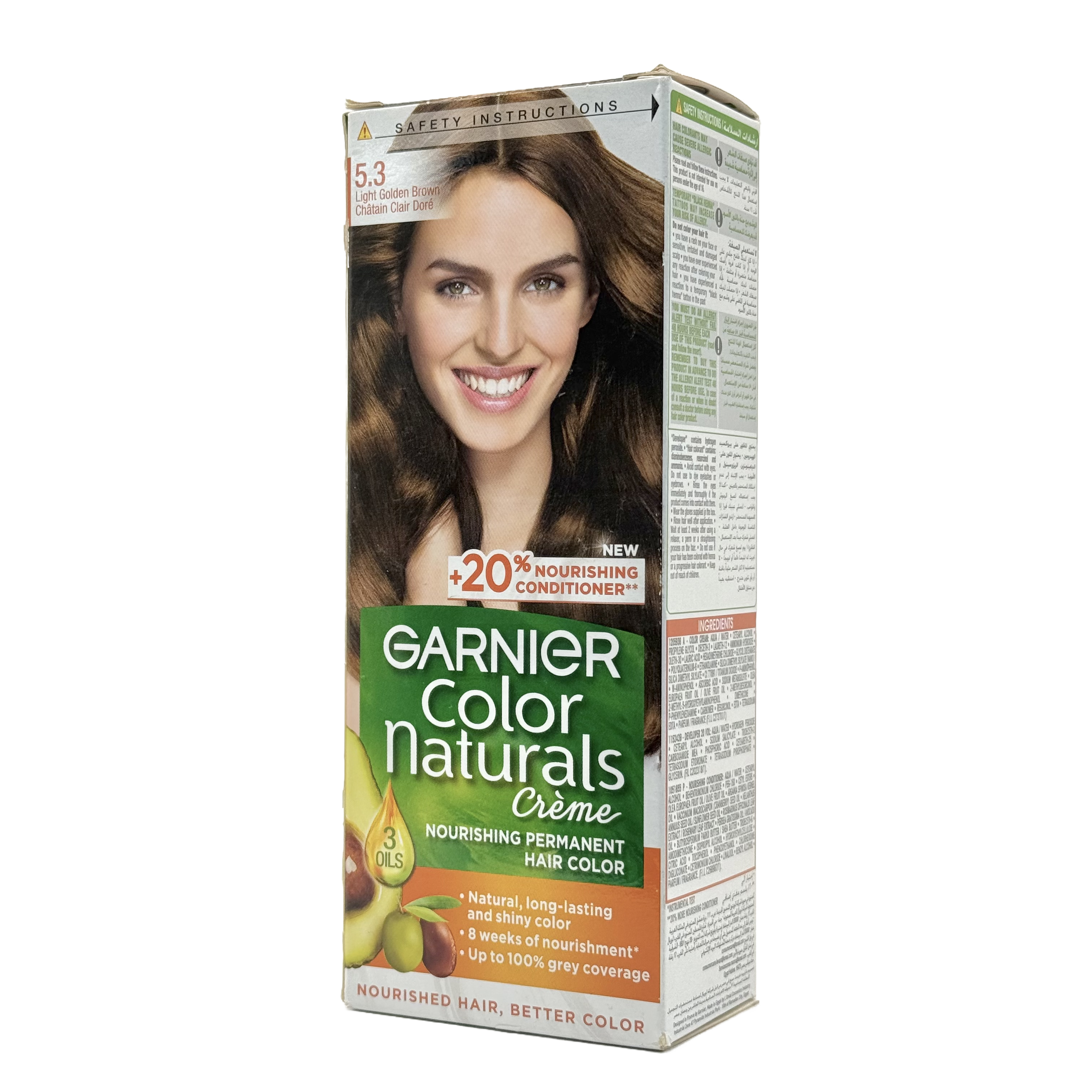 Garnier Color Naturals 5.3 Light Golden Brown Permanent Hair Color Cream - غارنييه كولور ناتشورلز 5.3 بني فاتح ذهبي كريم صبغة شعر دائمة