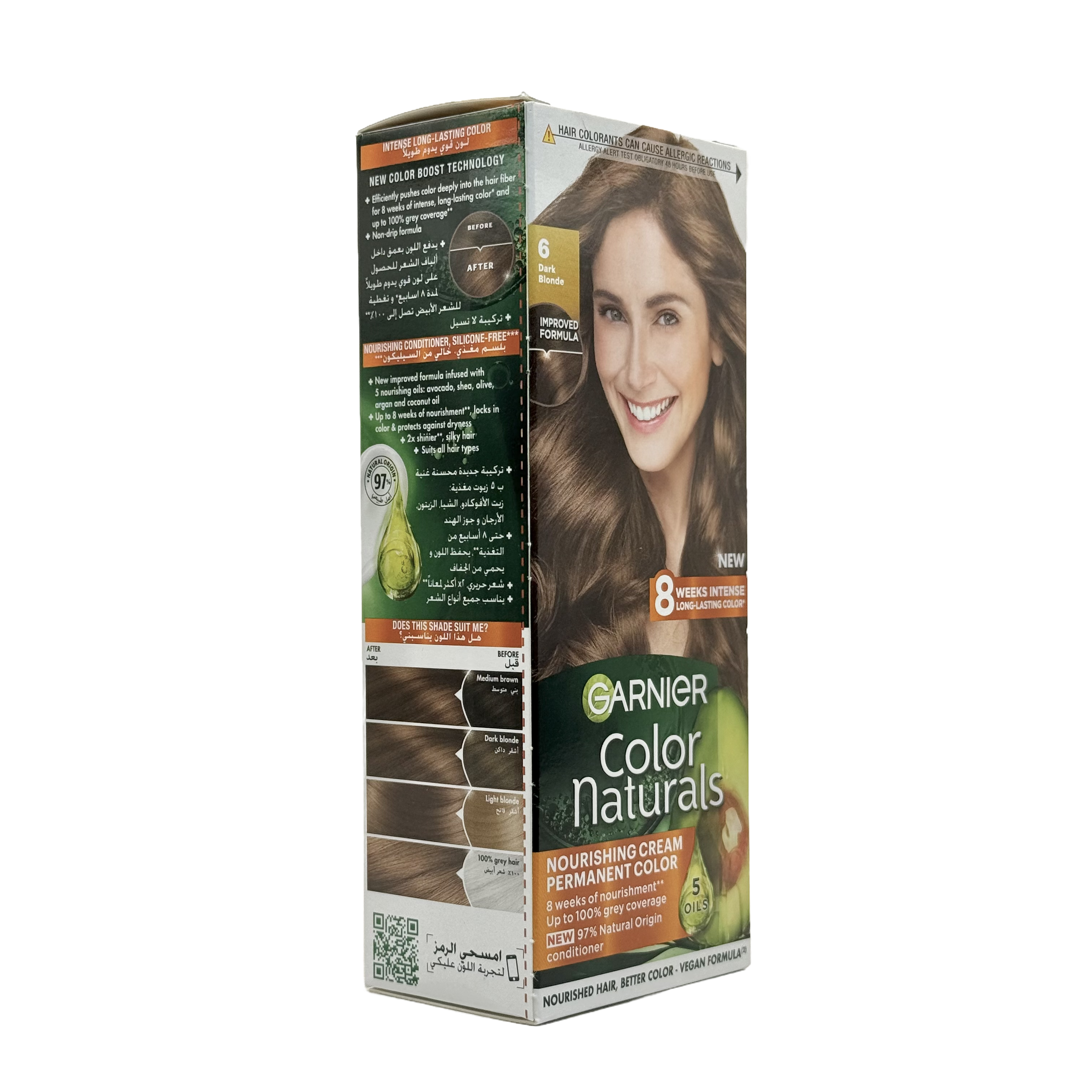 Garnier Color Naturals 6.0 Dark Blonde Permanent Hair Color Cream - غارنييه كولور ناتشورلز 6.0 أشقر داكن كريم صبغة شعر دائمة