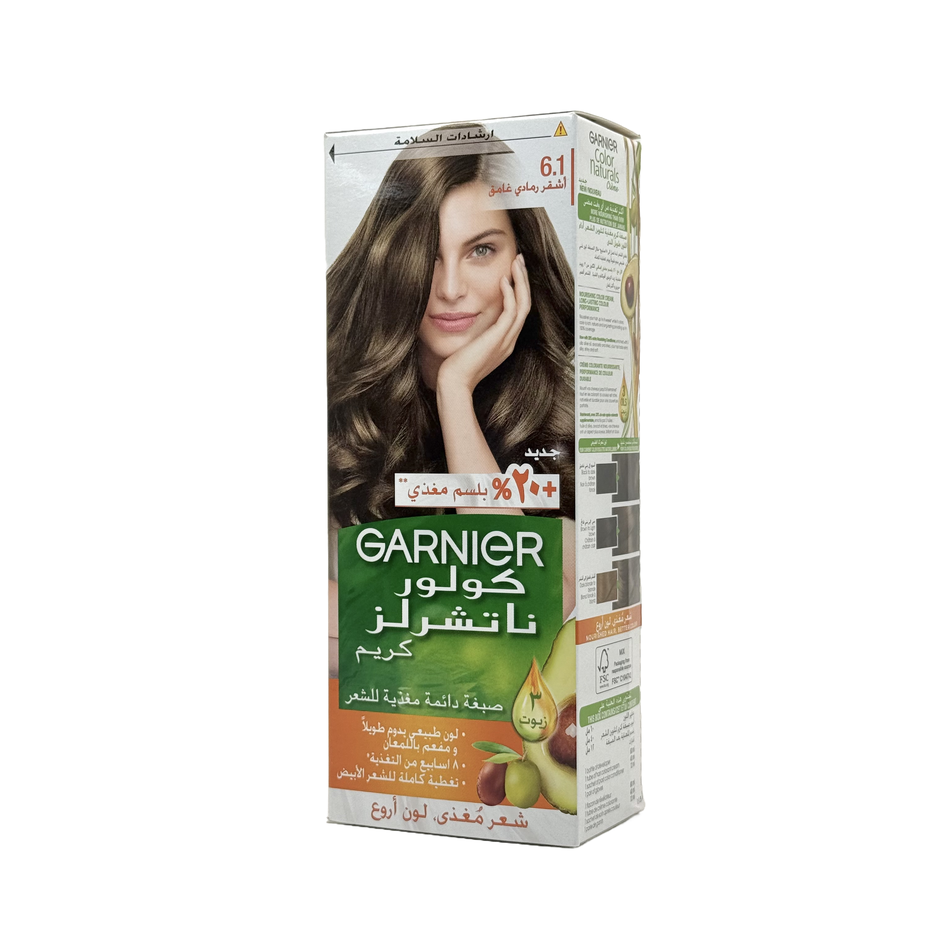Garnier Color Naturals 6.1 Dark Ash Blonde Permanent Hair Color Cream - غارنييه كولور ناتشورلز 6.1 أشقر داكن رمادي كريم صبغة شعر دائمة