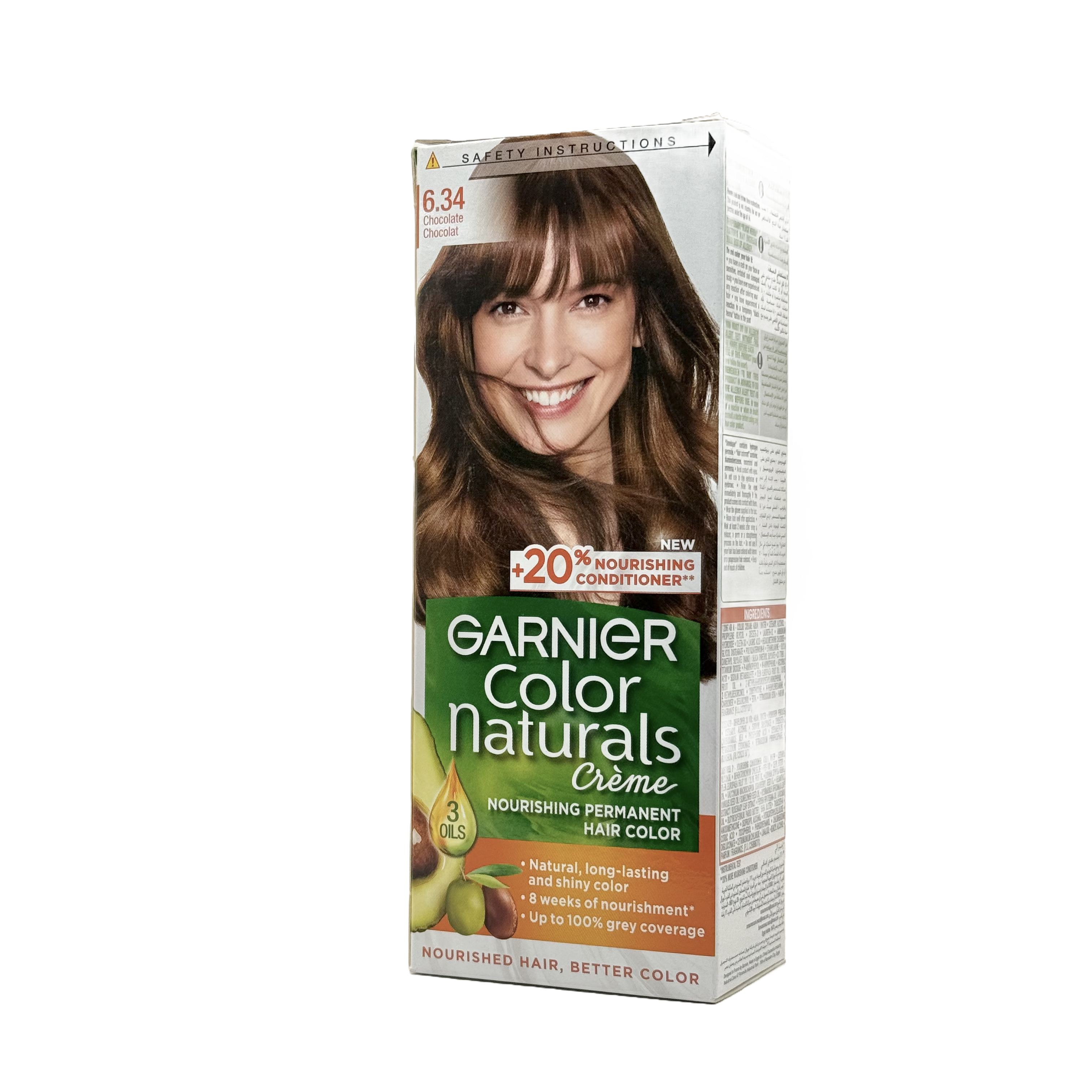 Garnier Color Naturals 6.34 Chocolate Permanent Hair Color Cream - غارنييه كولور ناتشورلز 6.34 شوكولاتة كريم صبغة شعر دائمة