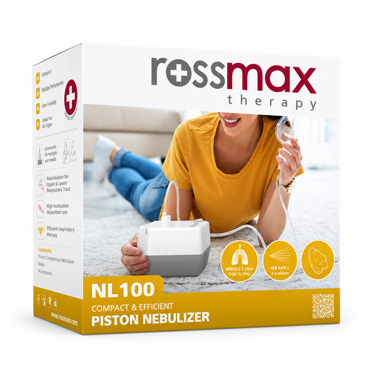 Rossmax Compact Compressor Nebulizer  روسماكس جهاز استنشاق ضاغط مدمج