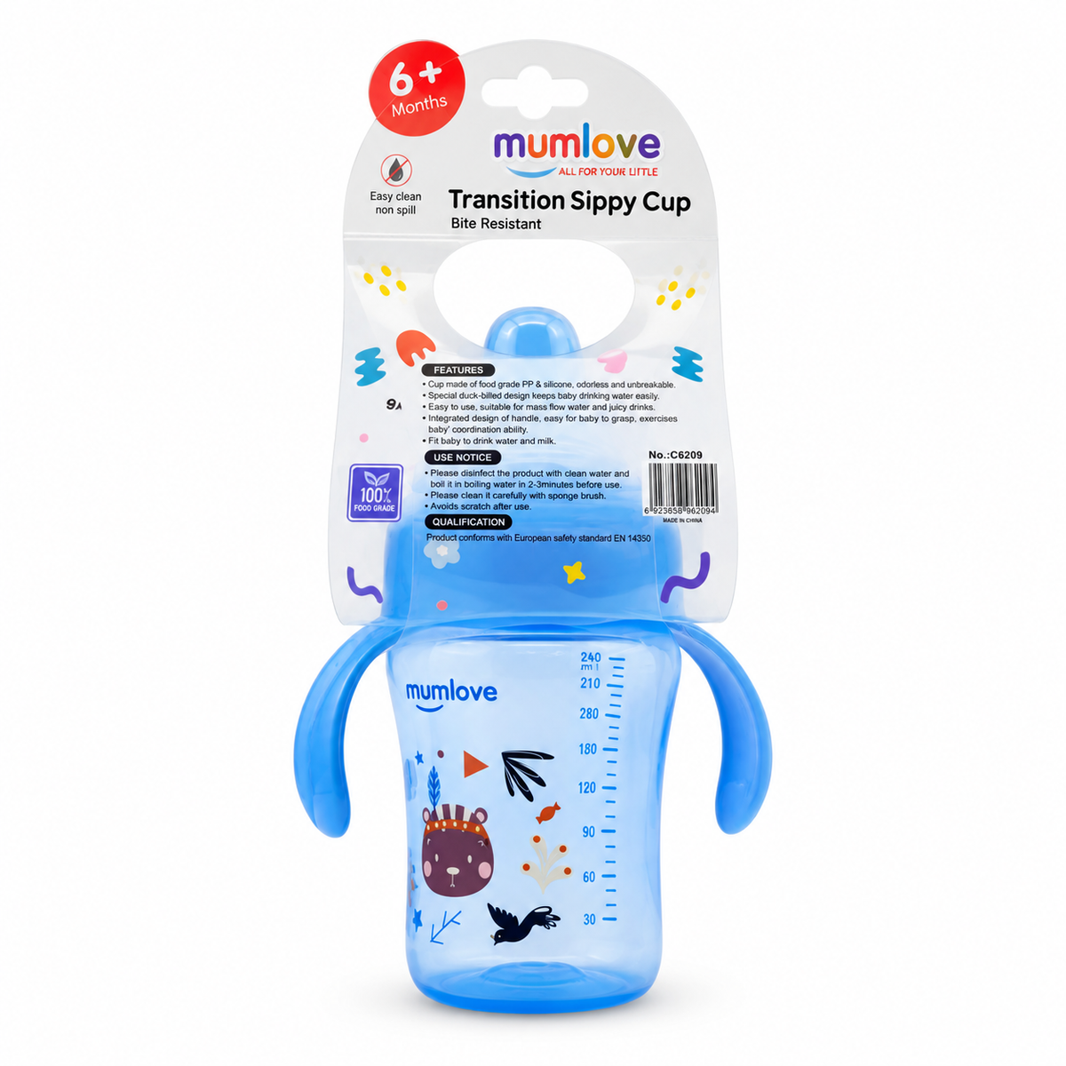 Mumlove Transition Sippy Cup 6+ Months 240 ml - مام لوف كوب تدريب للشرب من عمر ٦ أشهر  ٢٤٠ مل