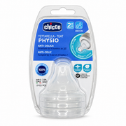 Chicco Physio Soft Sense Anti-Colic Teats Medium Flow – 2 PCS - شيكو فيزيو حلمات رضاعة سيليكون سوفت سينس مضادة للمغص بتدفق متوسط – قطعتان